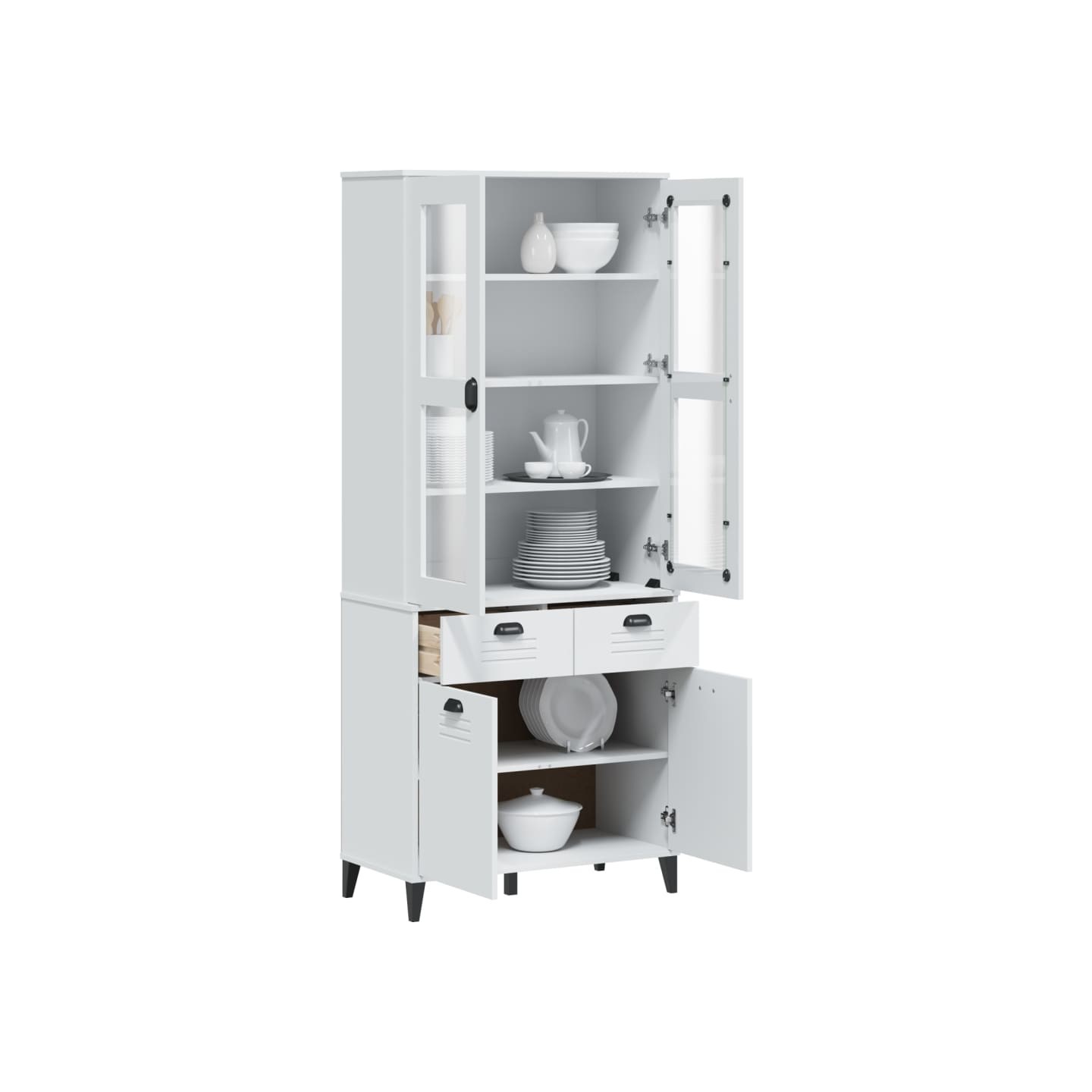 Buffet VIKEN blanc 80x40x190 cm bois massif de pin