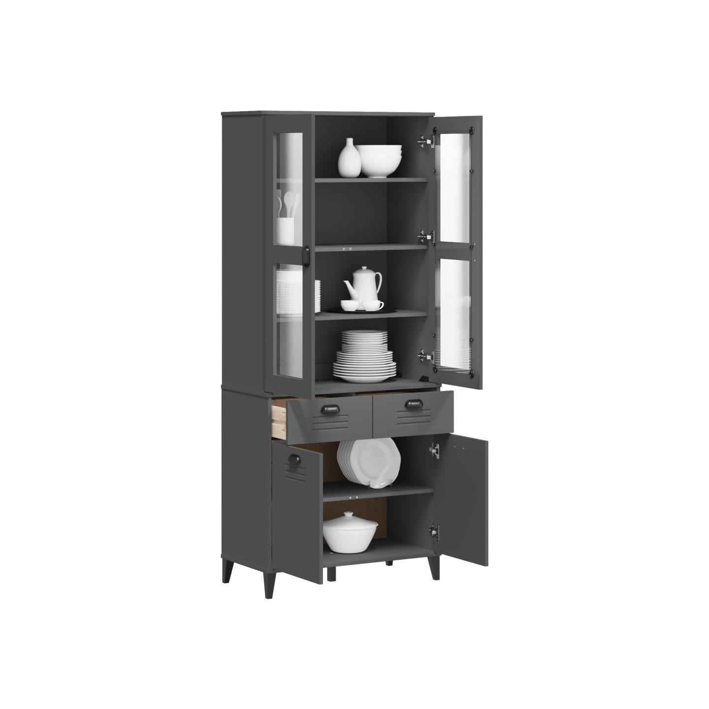 Buffet VIKEN gris anthracite 80x40x190 cm bois massif de pin