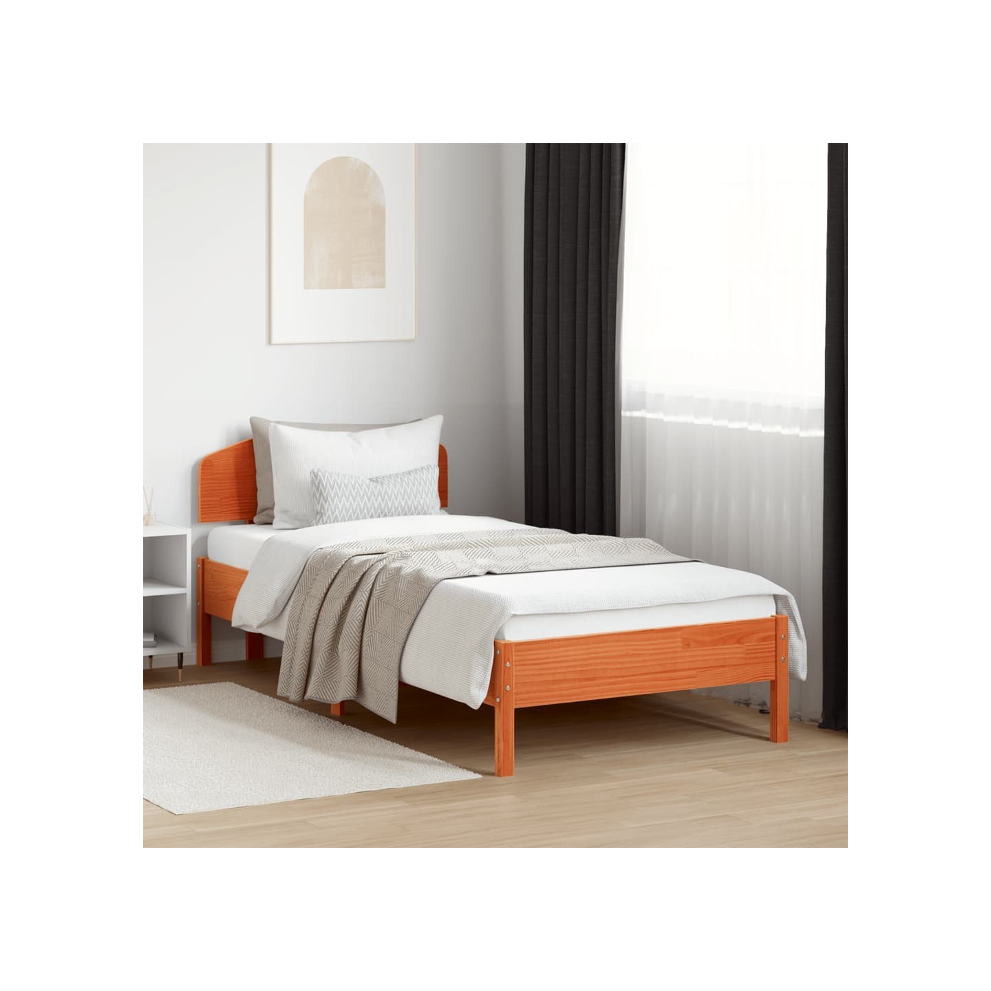 Cadre de lit sans matelas cire marron 100x200cm bois pin massif