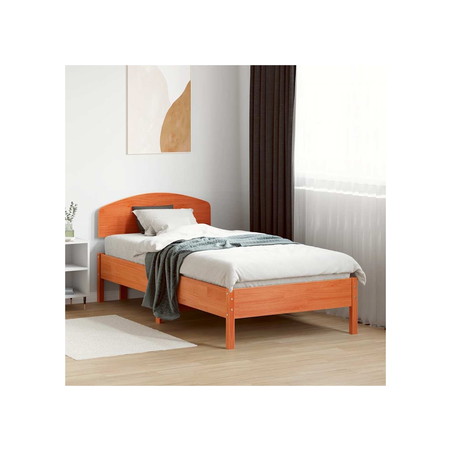 Cadre de lit sans matelas cire marron 75x190 cm bois pin massif