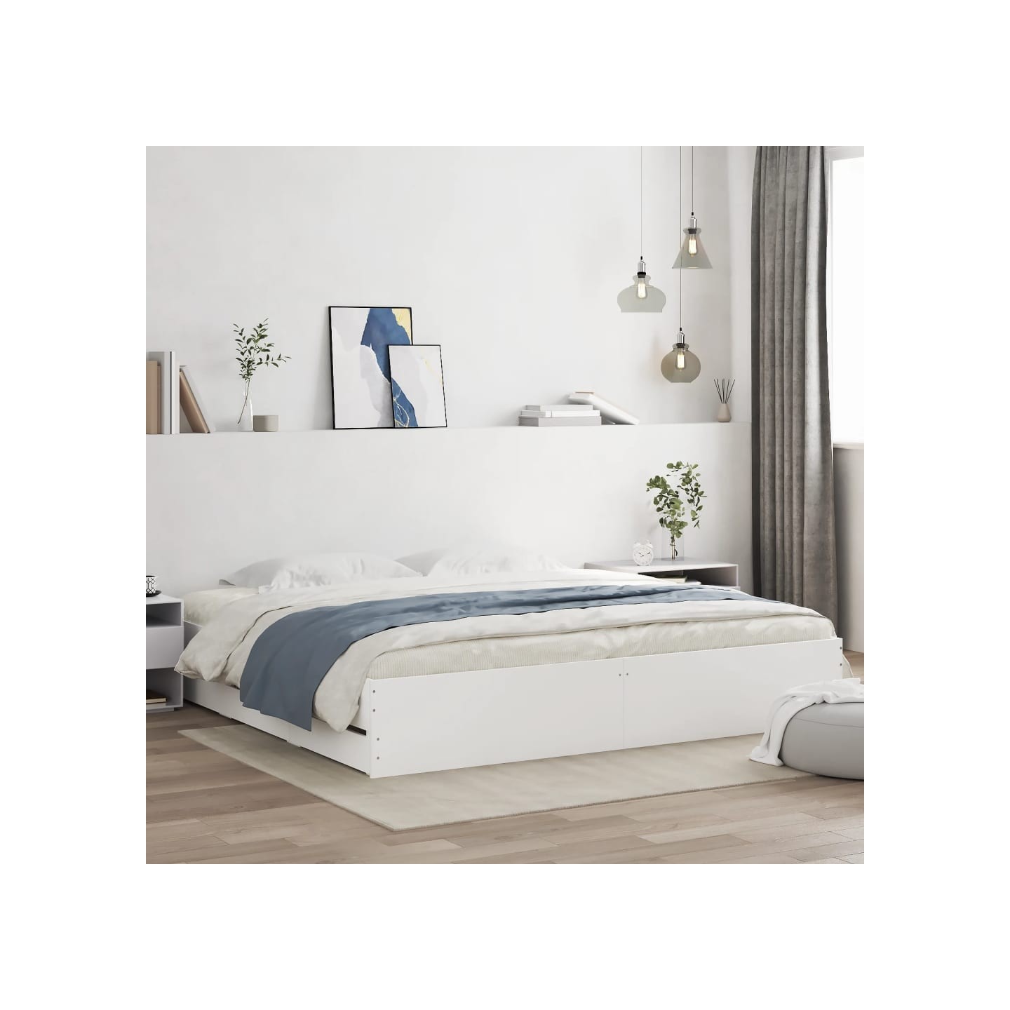 Cadre de lit avec tiroirs sans matelas blanc 160x200 cm