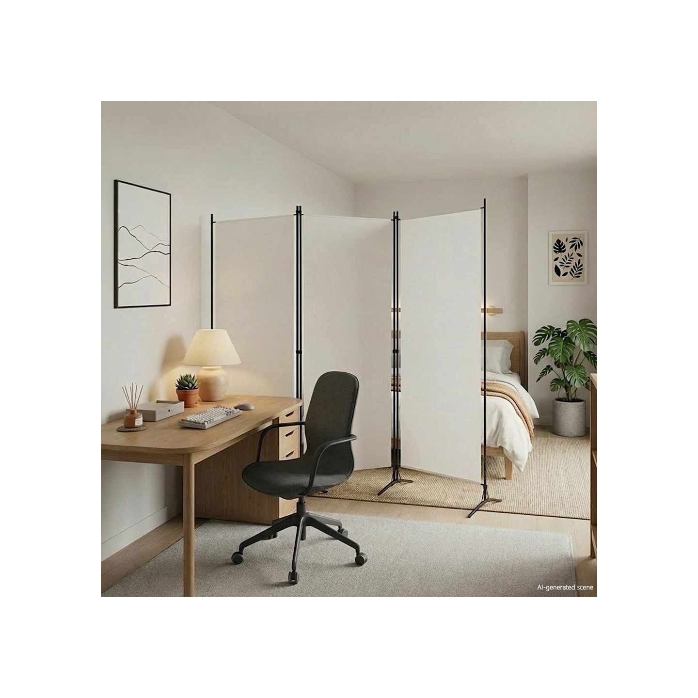 Cloison de séparation 3 panneaux Blanc 260x180 cm Tissu