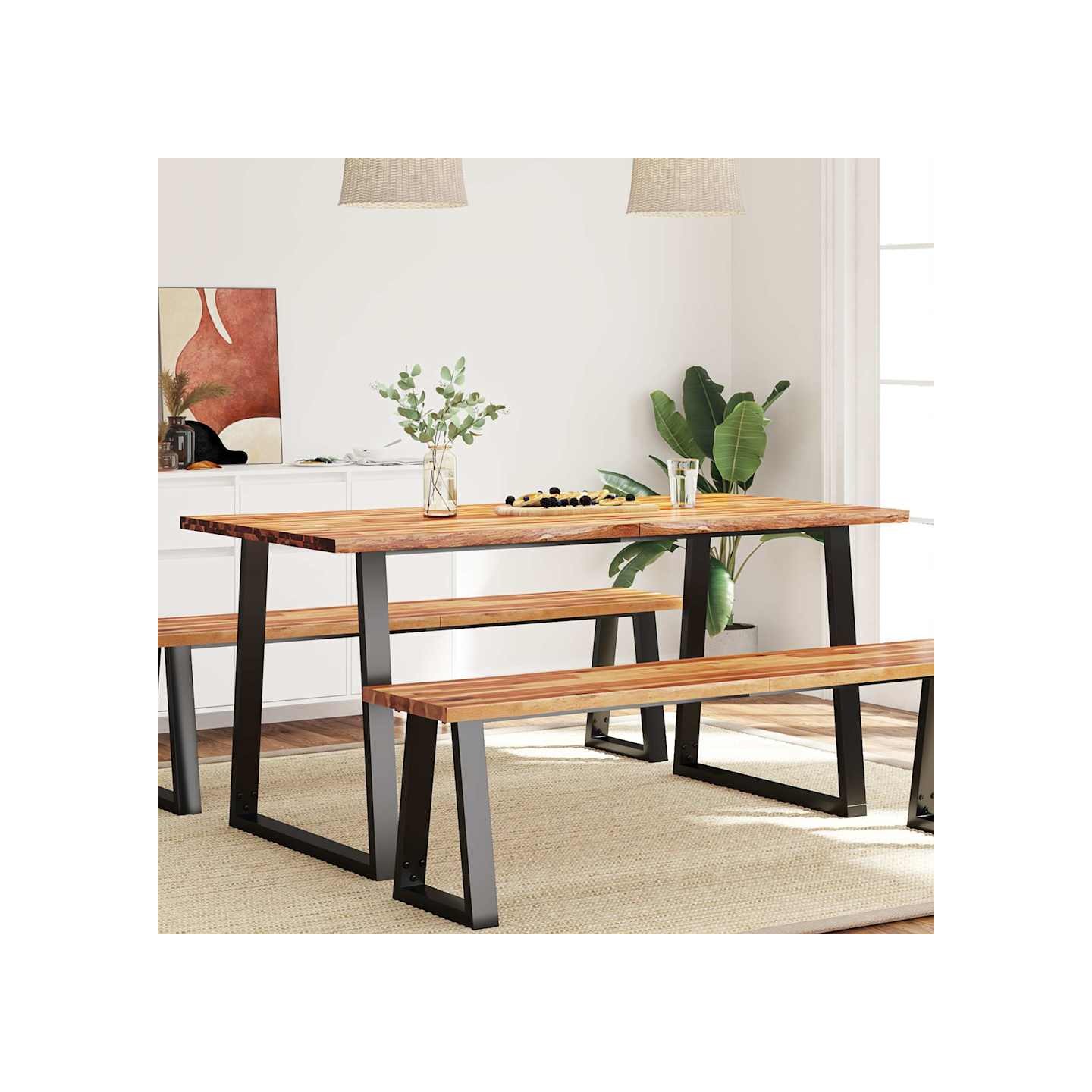 Table à manger 160x80x75 cm bois d'acacia solide à bord vif