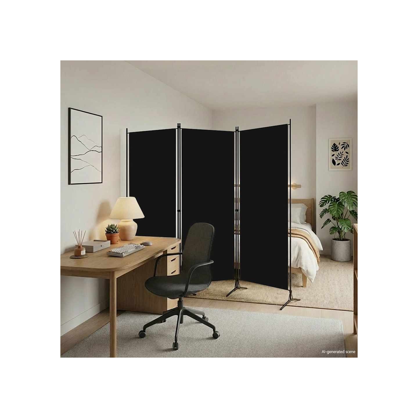 Cloison de séparation 3 panneaux Noir 260x180 cm