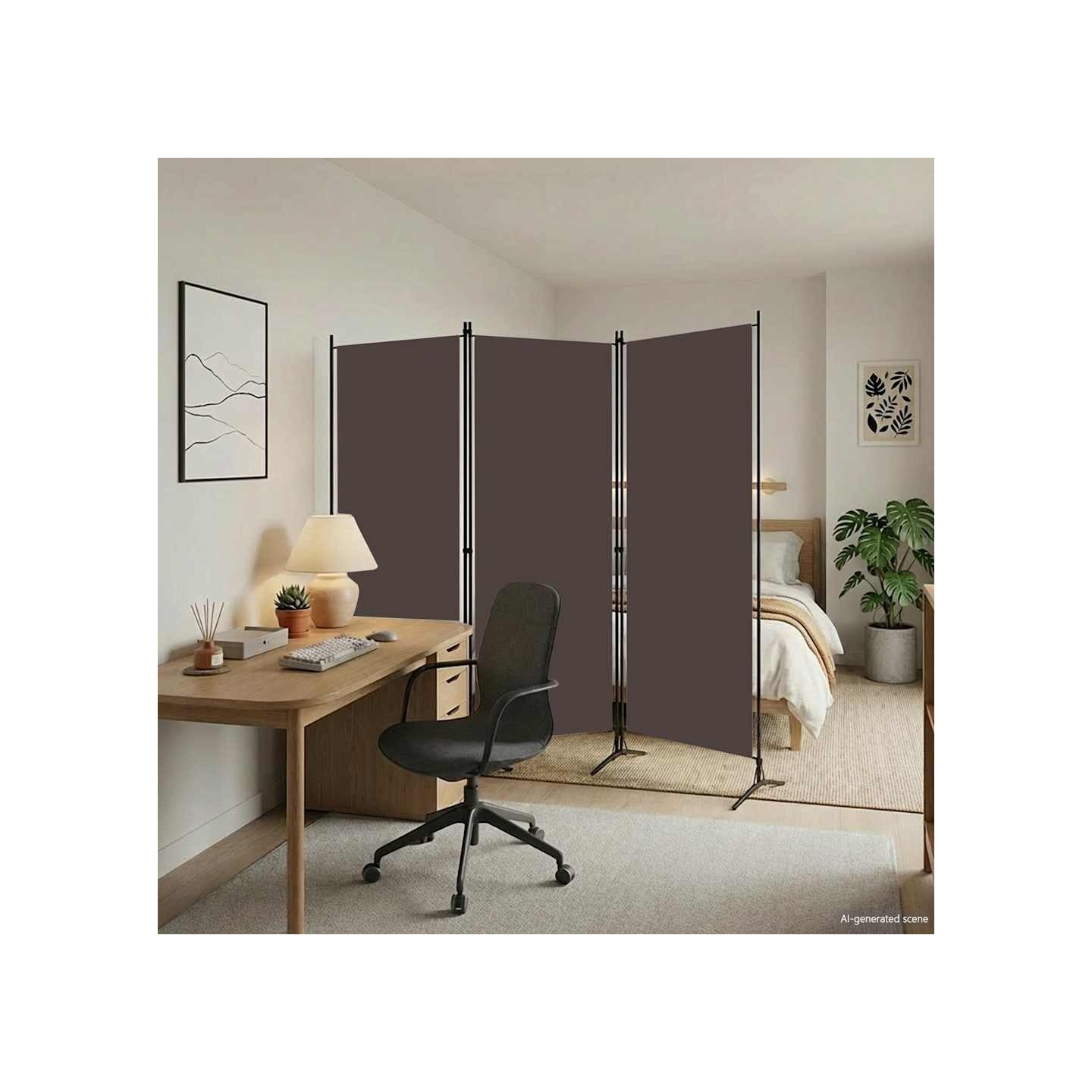 Cloison de séparation 3 panneaux Marron 260x180 cm