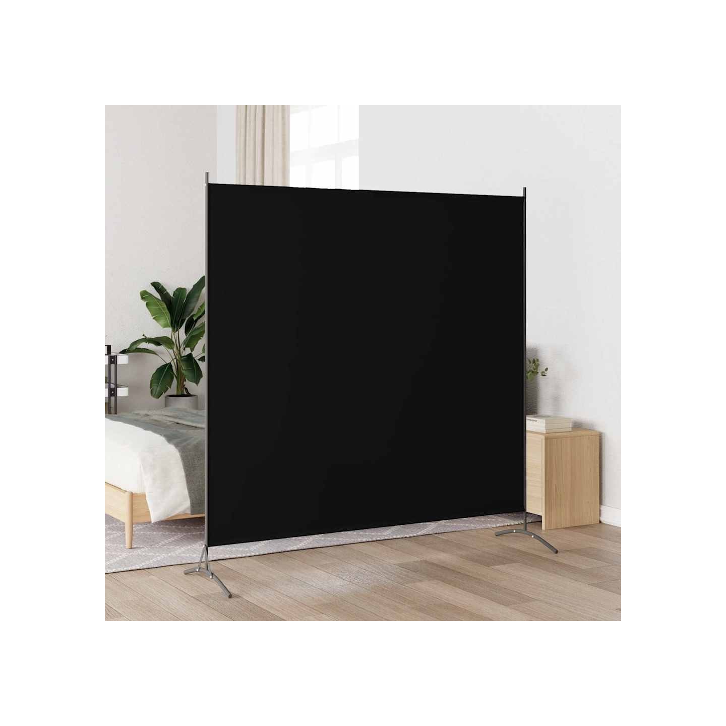 Cloison de séparation noir 175x180 cm tissu