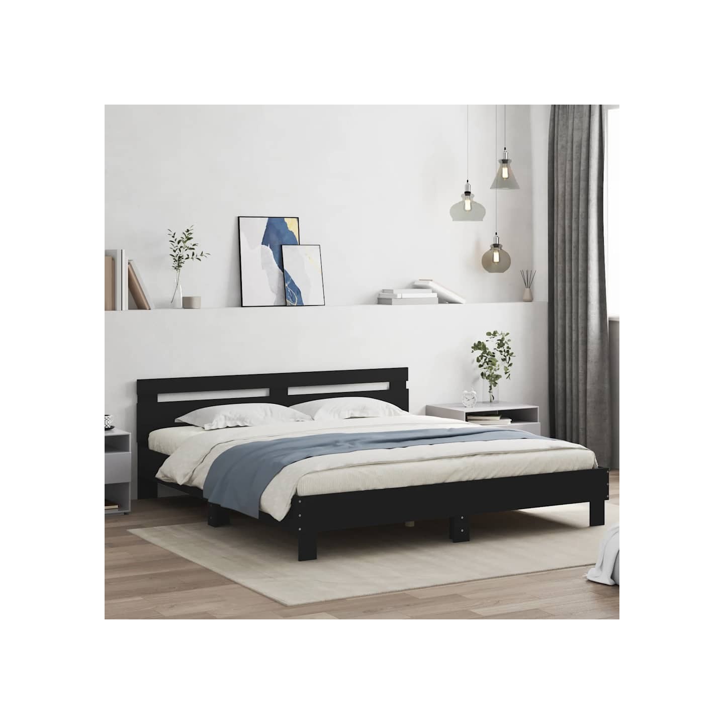 Cadre de lit sans matelas noir 200x200 cm