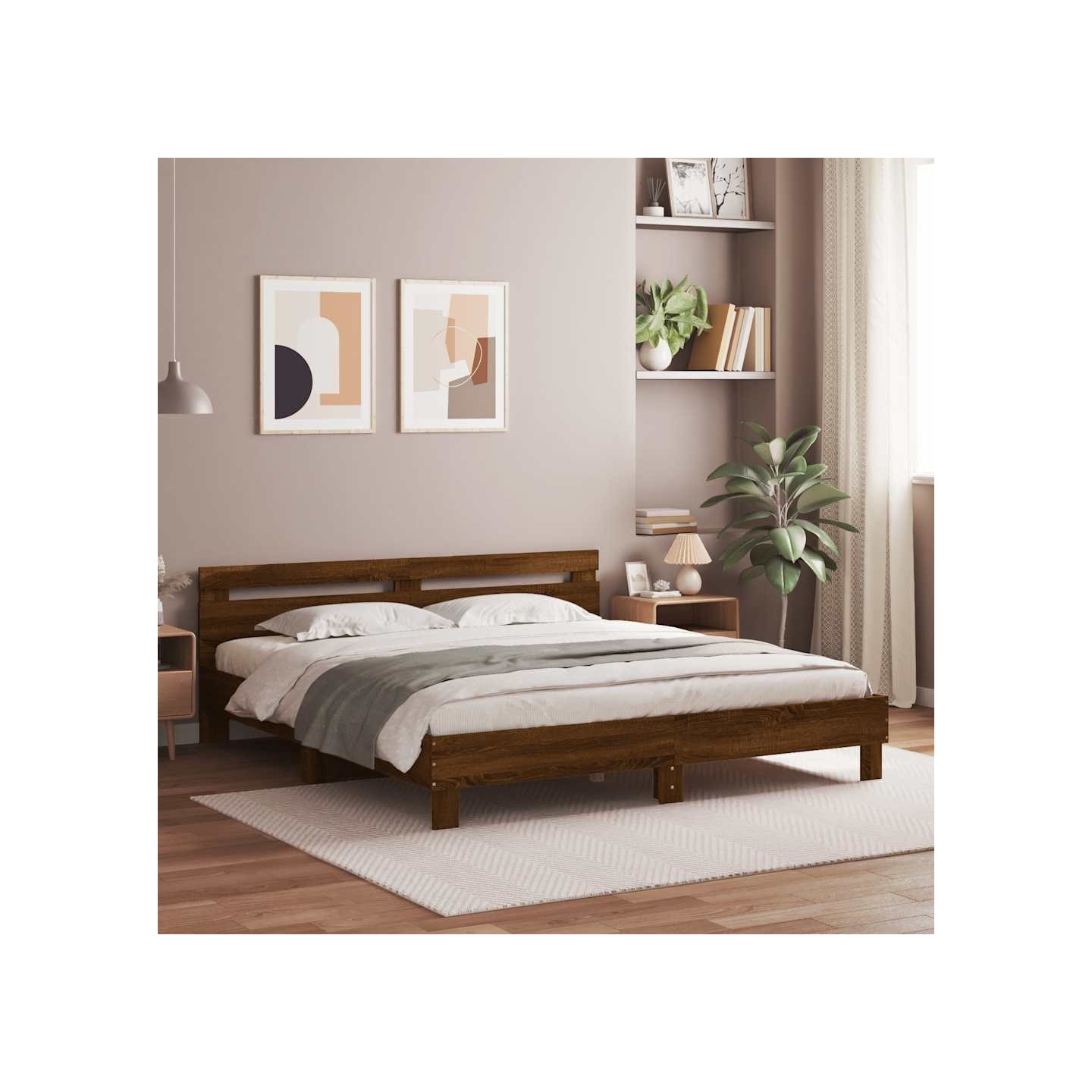 Cadre de lit sans matelas chêne marron 200x200 cm