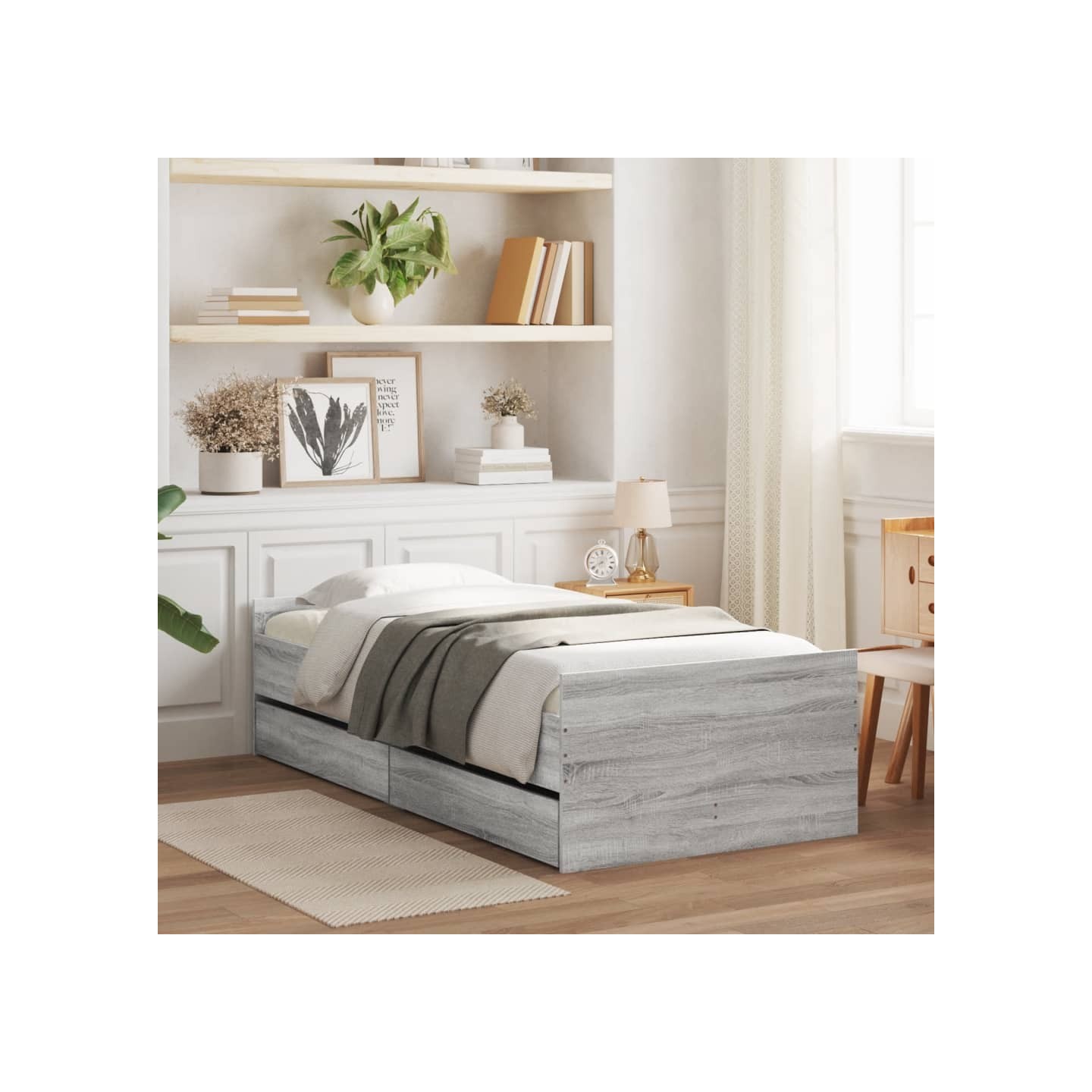 Cadre de lit sans matelas sonoma gris 75x190 cm