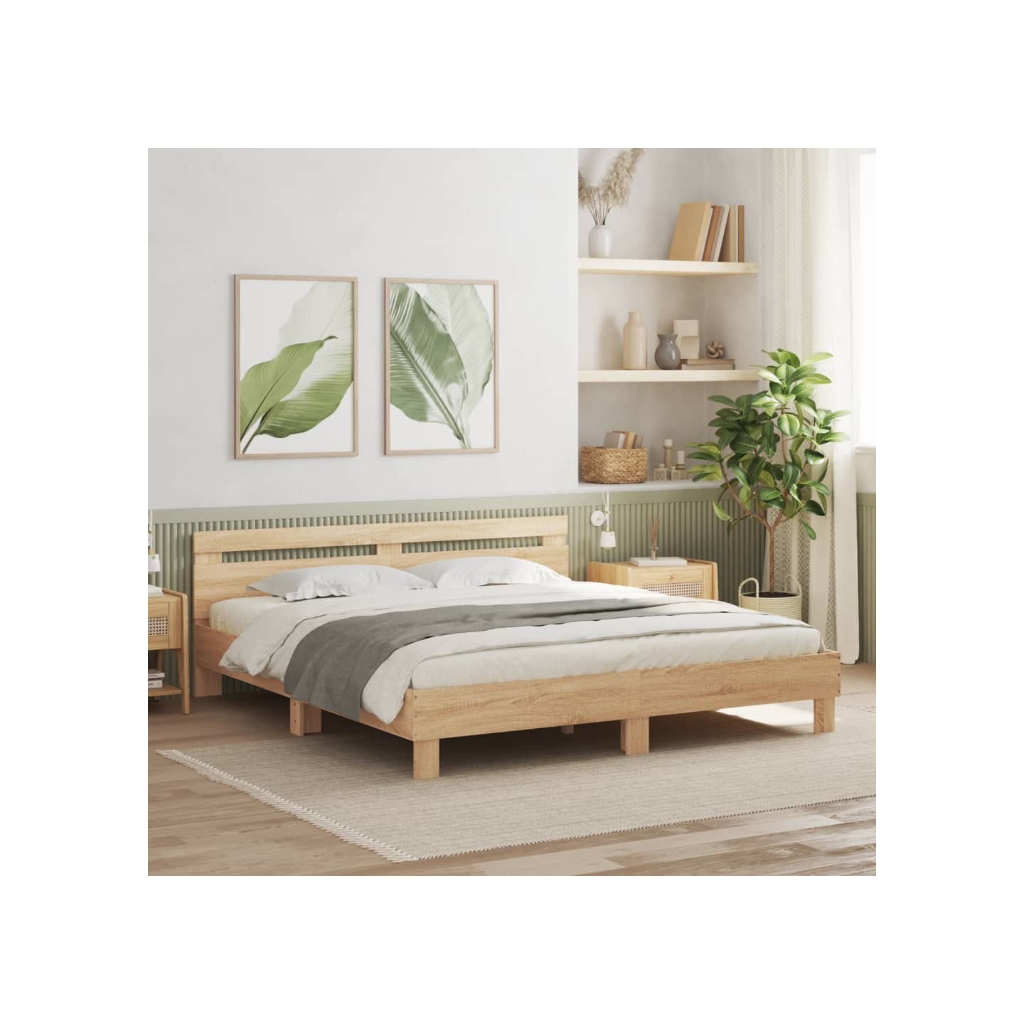 Cadre de lit sans matelas chêne sonoma 160x200 cm