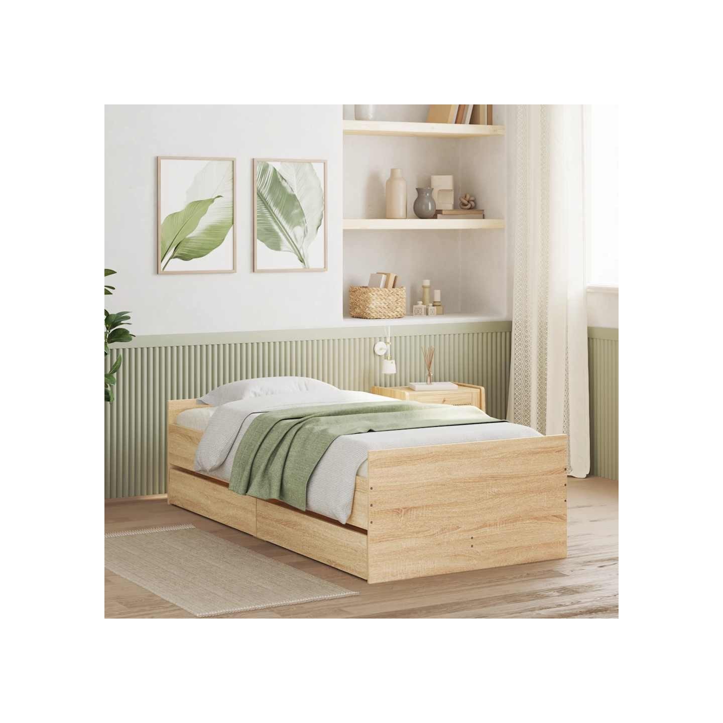 Cadre de lit sans matelas chêne sonoma 75x190 cm