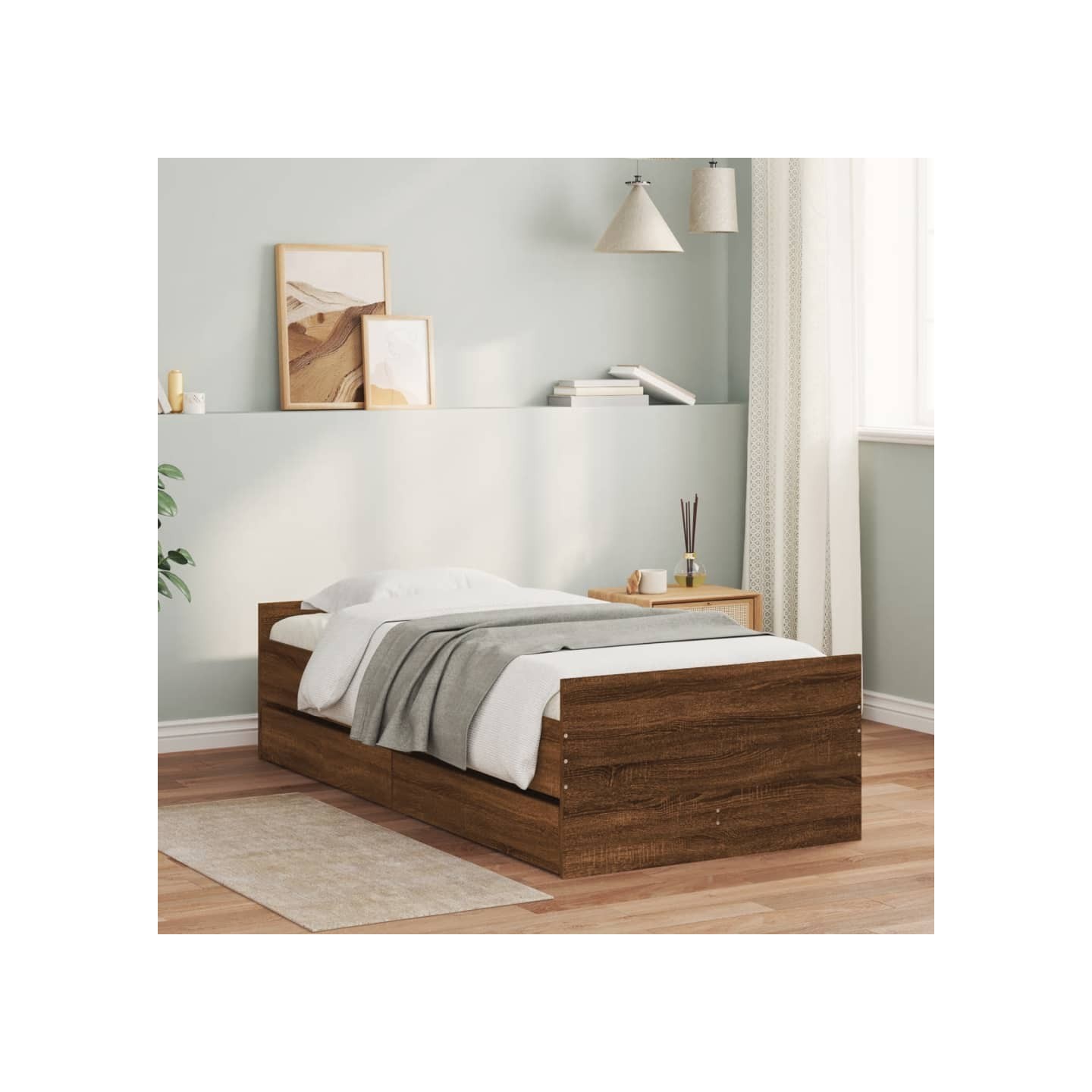 Cadre de lit sans matelas chêne marron 75x190 cm