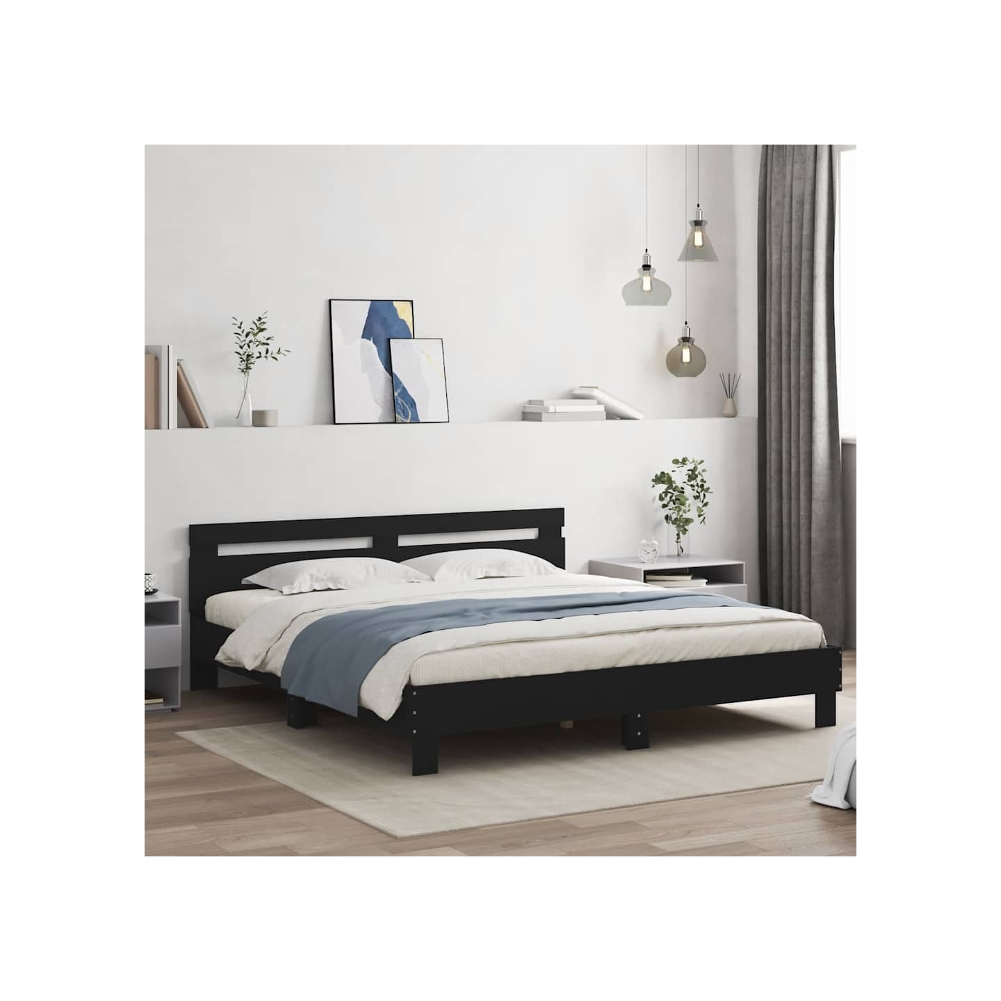Cadre de lit sans matelas noir 180x200 cm
