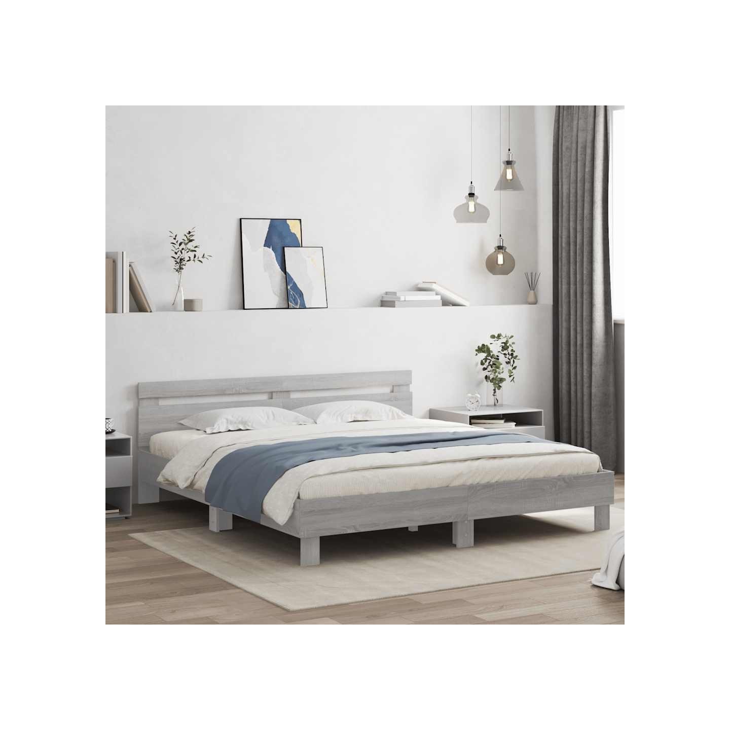 Cadre de lit sans matelas sonoma gris 200x200 cm
