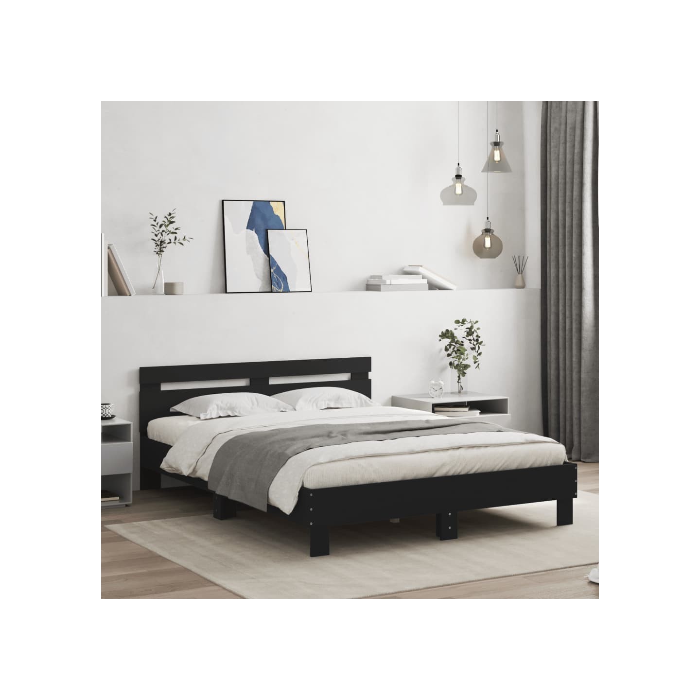 Cadre de lit sans matelas noir 150x200 cm