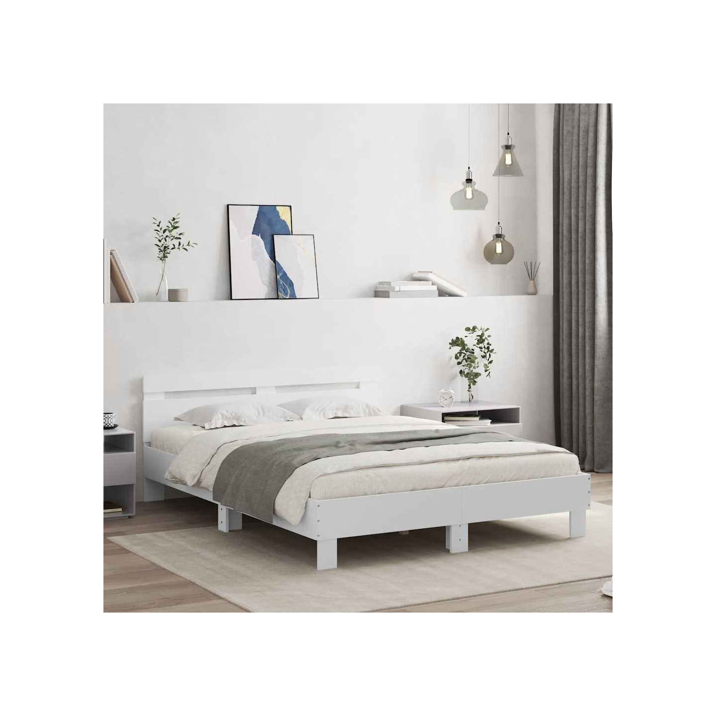 Cadre de lit sans matelas blanc 140x190 cm
