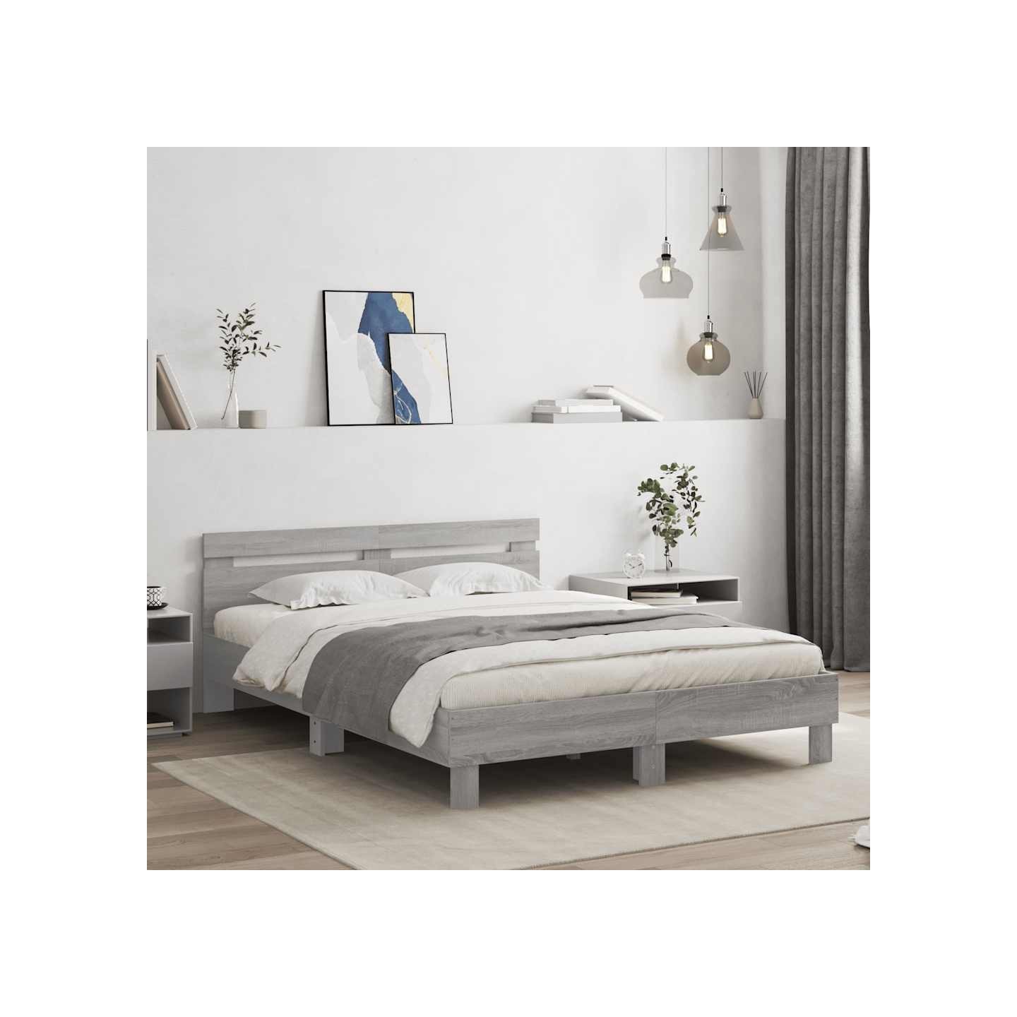 Cadre de lit sans matelas sonoma gris 140x190 cm