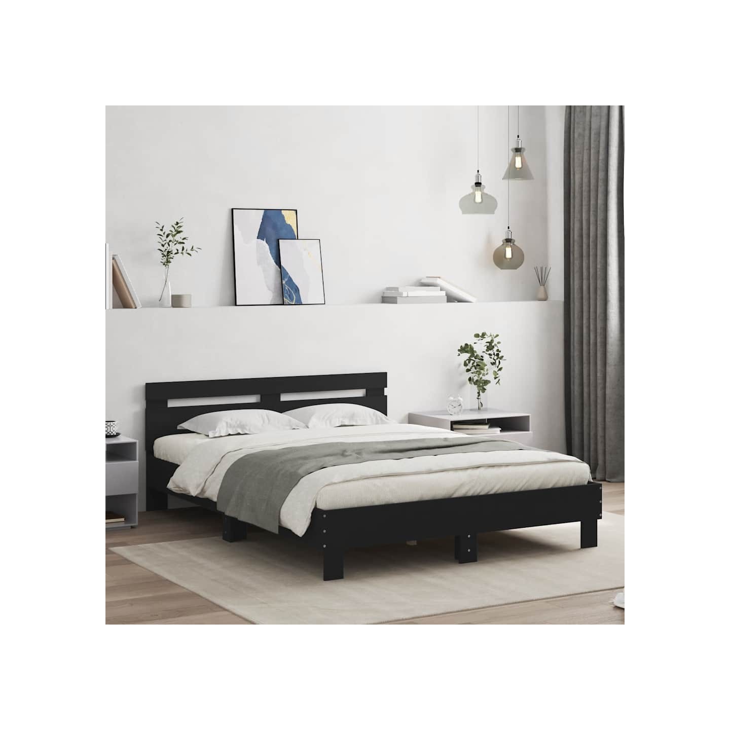 Cadre de lit sans matelas noir 140x190 cm