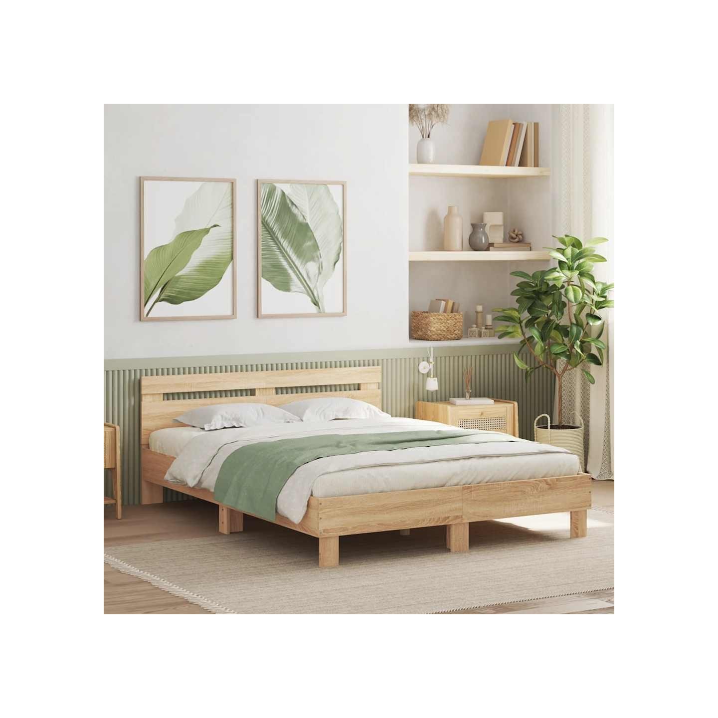Cadre de lit sans matelas chêne sonoma 140x200 cm