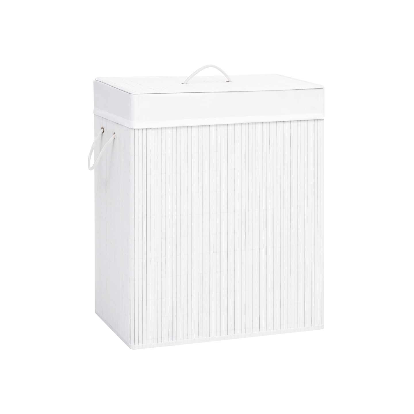 Panier à linge avec 2 sections bambou blanc 100 L