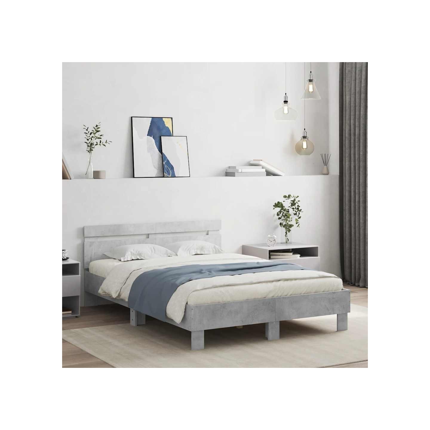 Cadre de lit sans matelas gris béton 120x200 cm