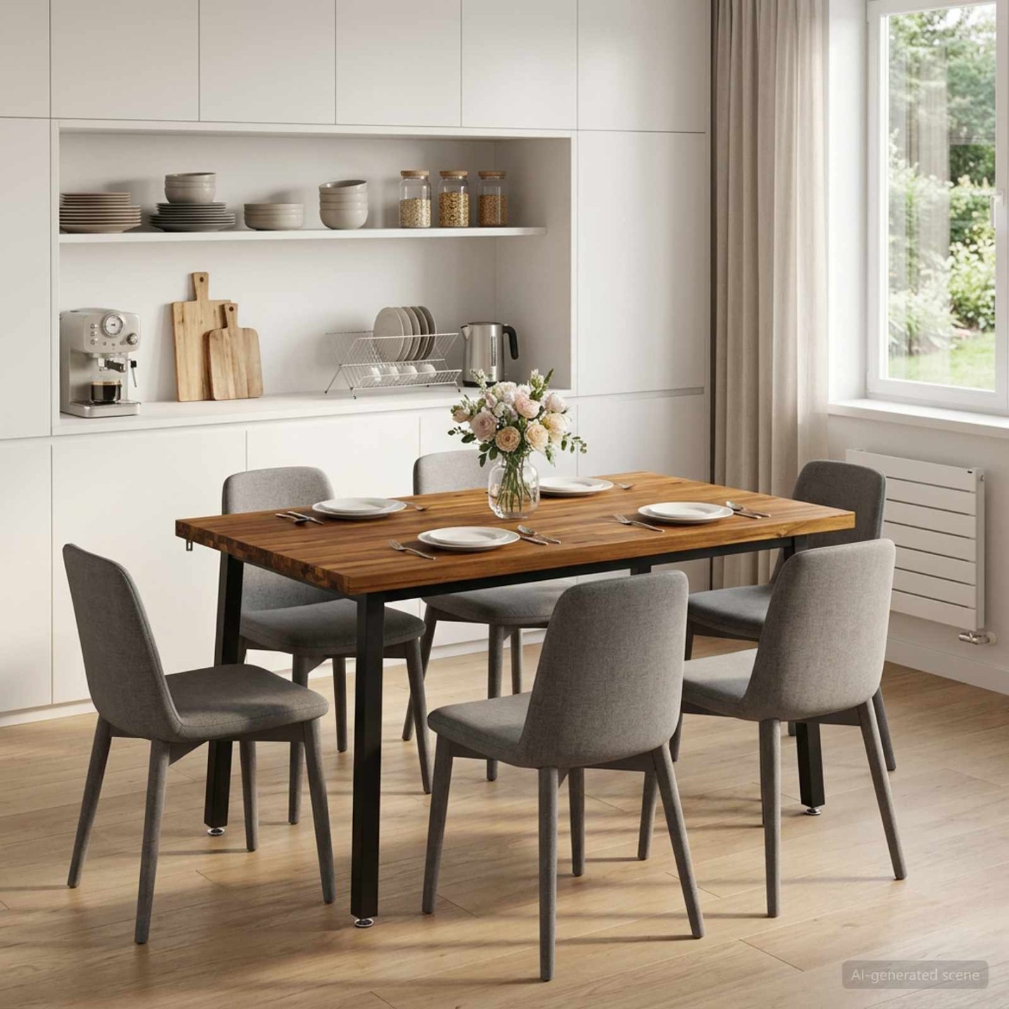 Table à manger carrée 120 x 80 x 75 cm Bois d'Acacia Massif