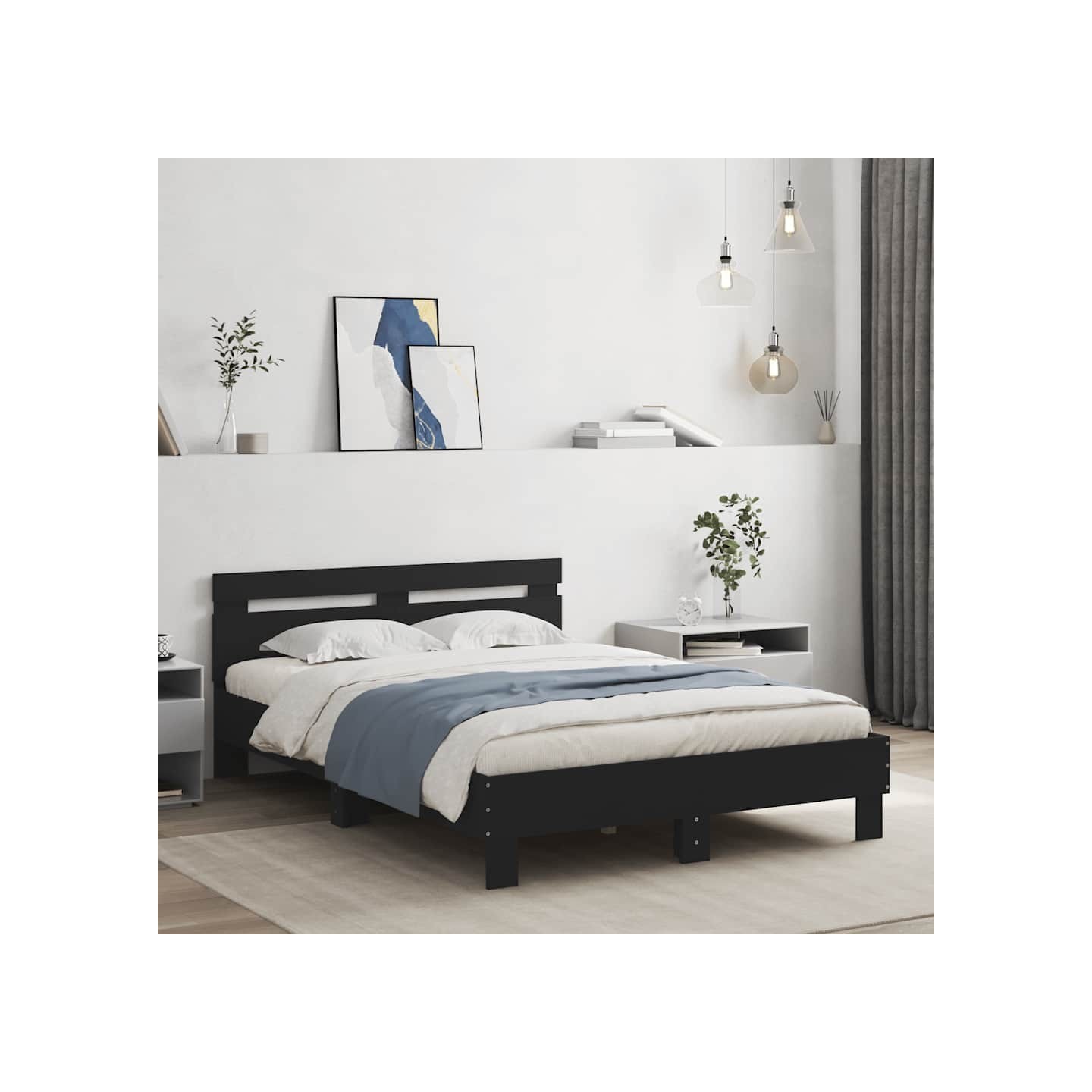 Cadre de lit sans matelas noir 120x200 cm