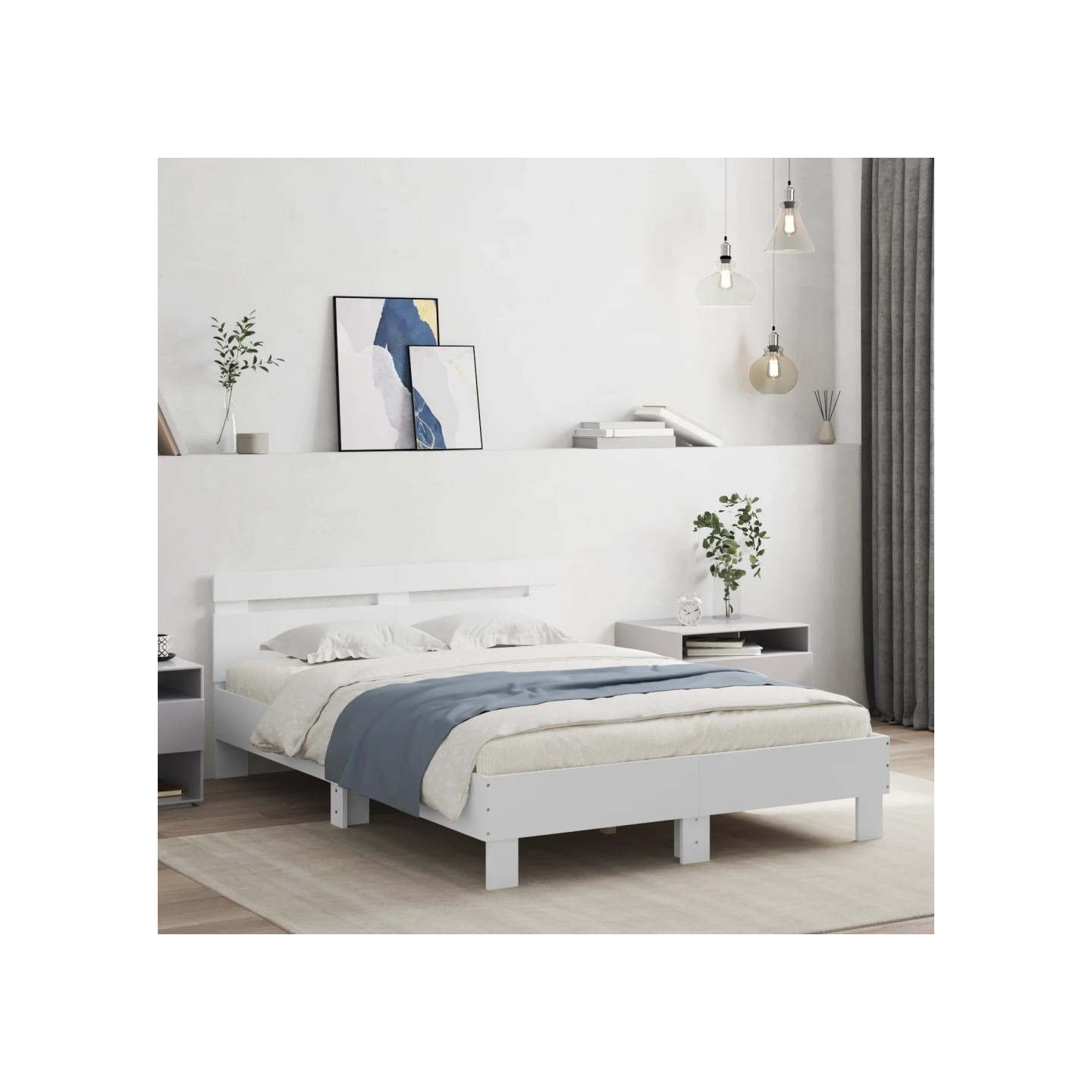 Cadre de lit sans matelas blanc 135x190 cm