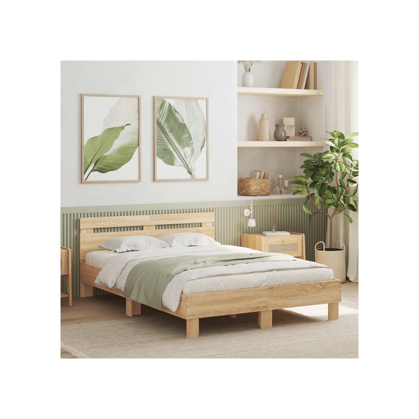 Cadre de lit sans matelas chêne sonoma 135x190 cm