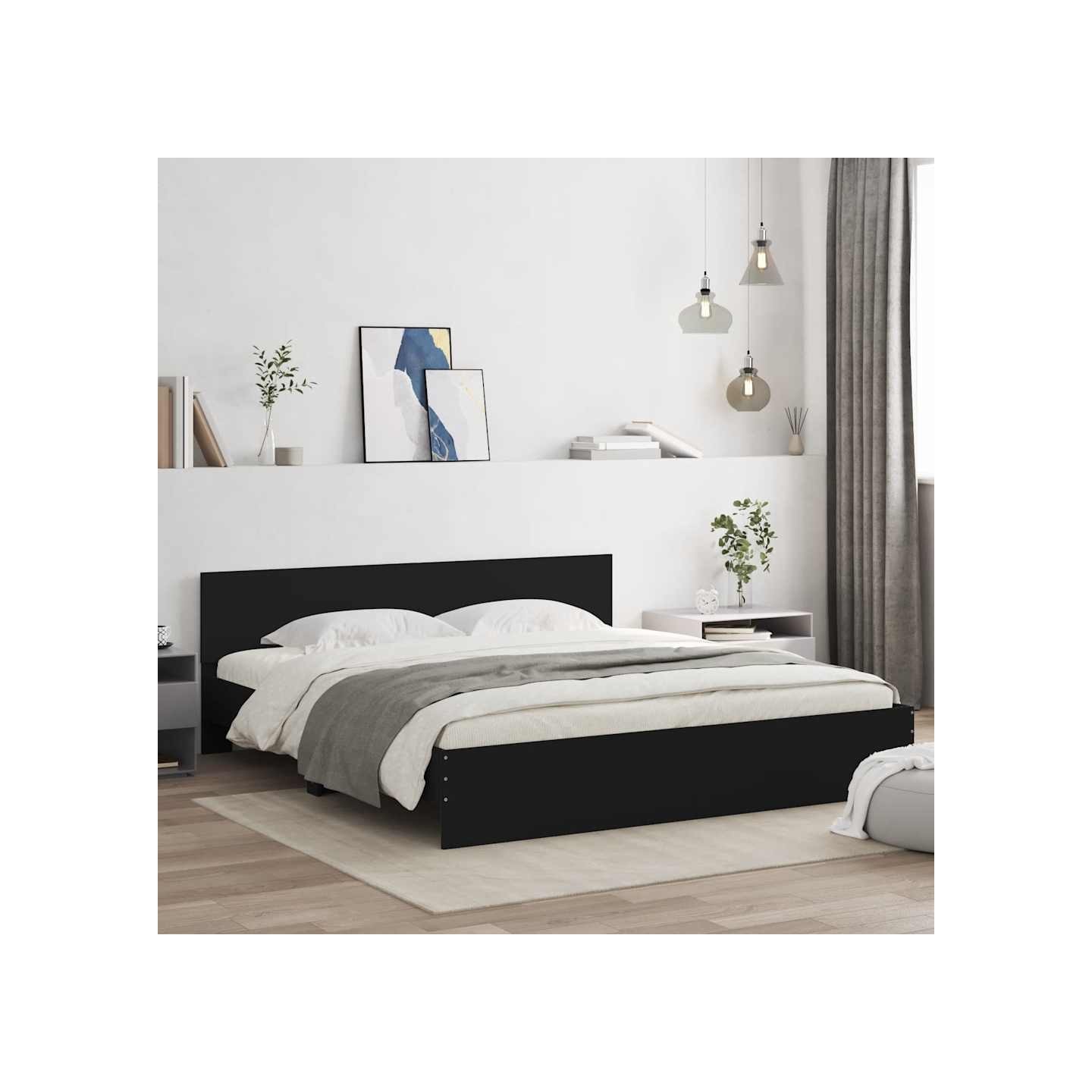 Cadre de lit sans matelas noir 200x200 cm