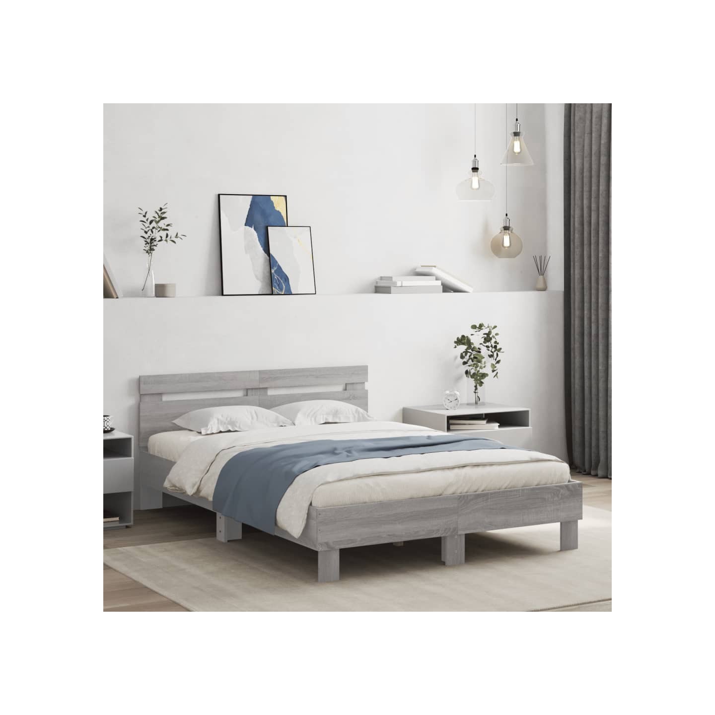 Cadre de lit sans matelas sonoma gris 135x190 cm
