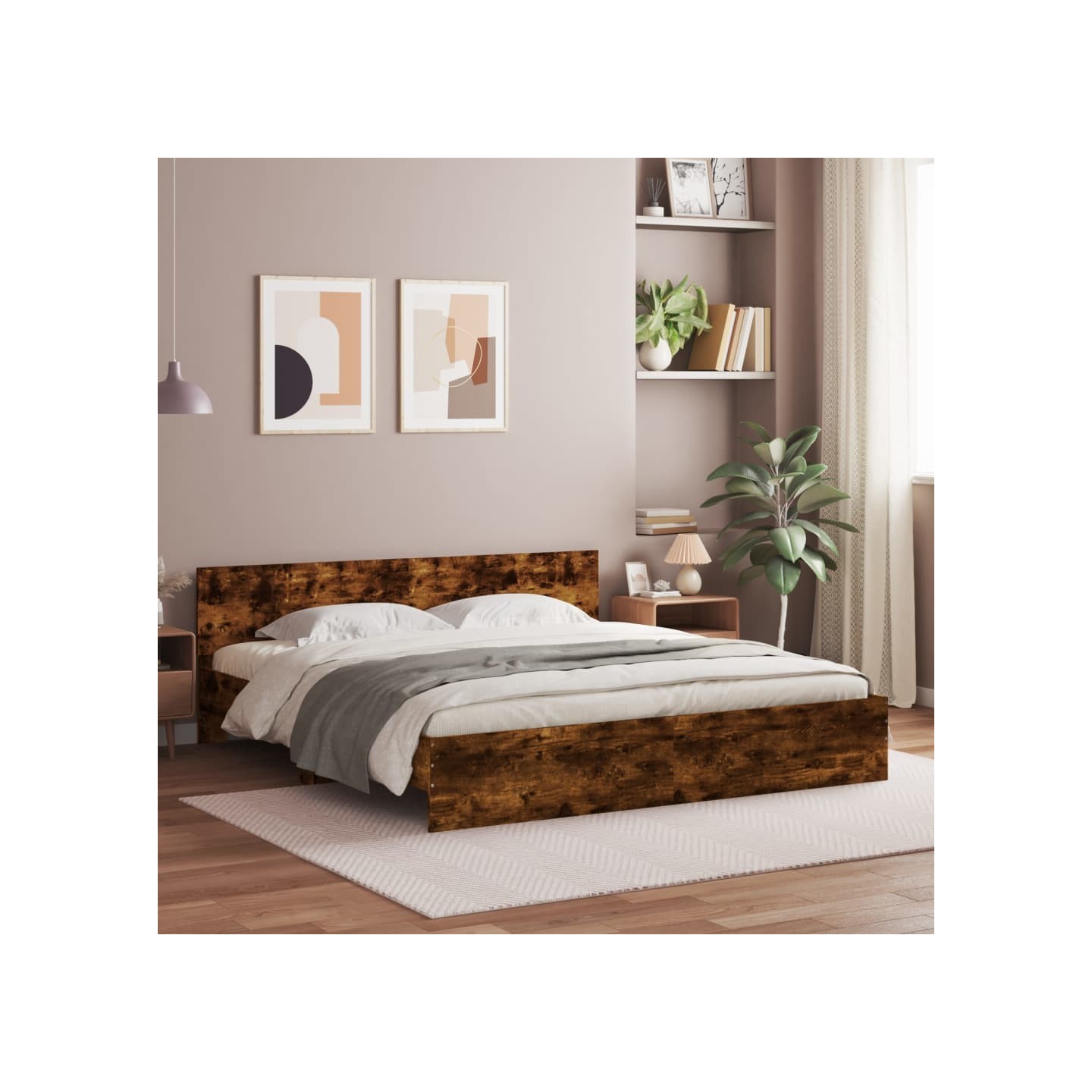 Cadre de lit sans matelas chêne fumé 160x200 cm