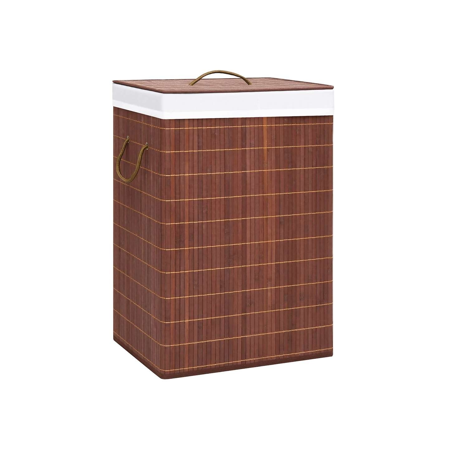 Panier à linge avec 2 sections bambou marron 72 L