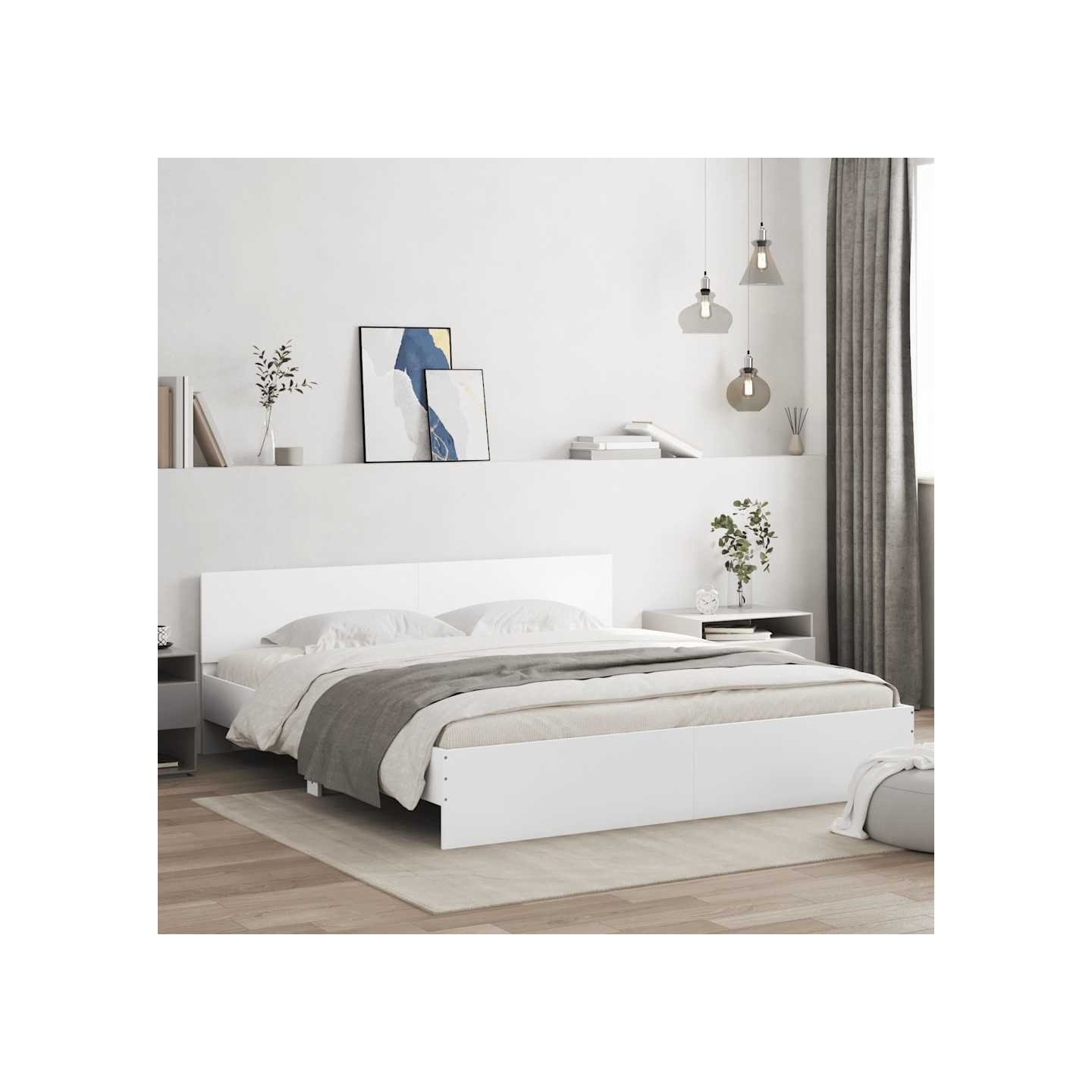 Cadre de lit sans matelas blanc 200x200 cm