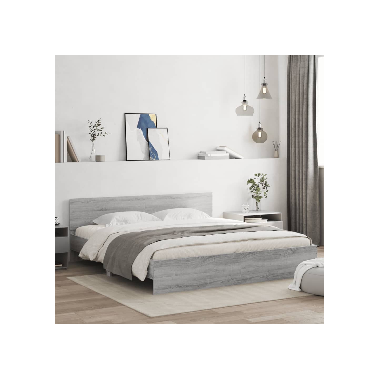 Cadre de lit sans matelas sonoma gris 160x200 cm