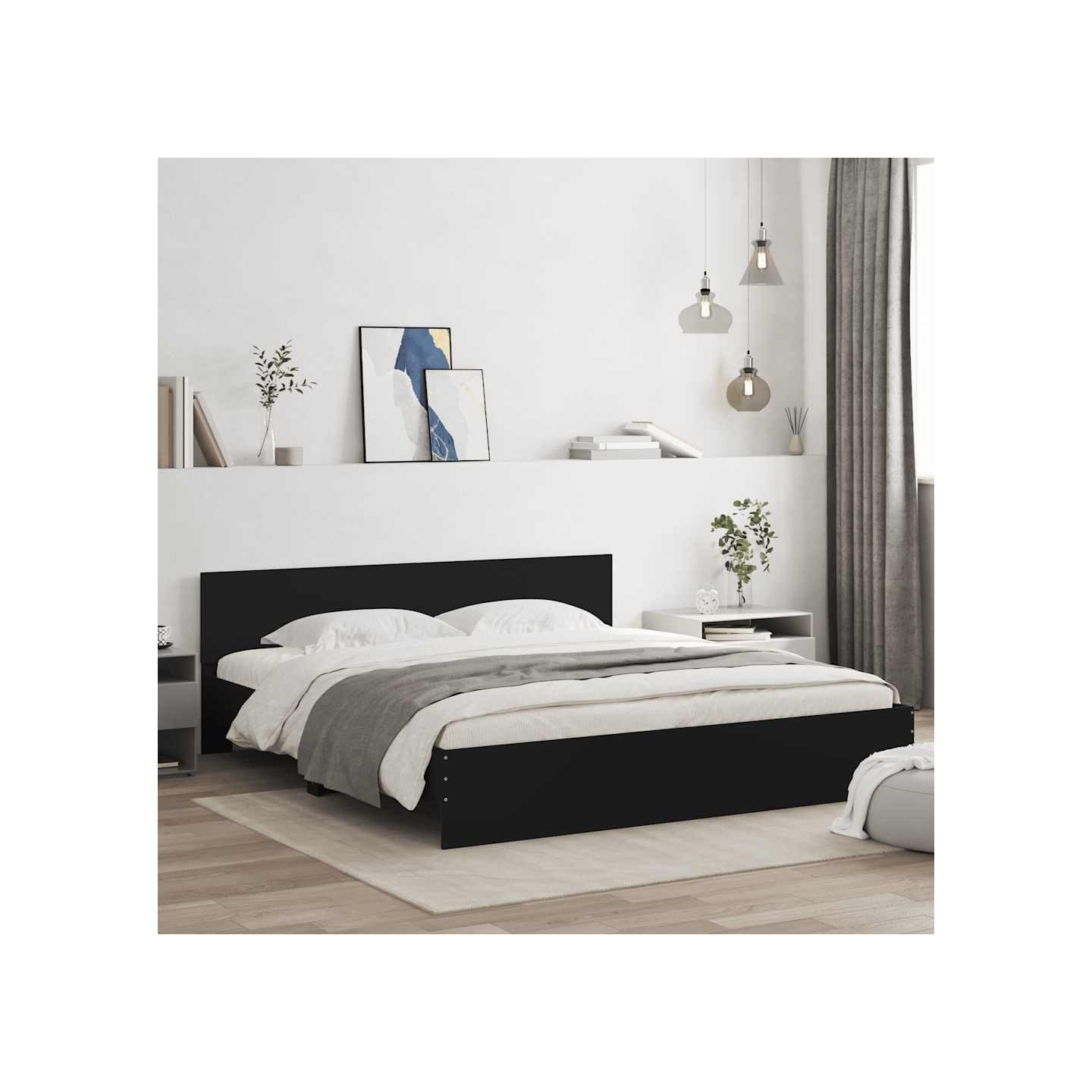 Cadre de lit sans matelas noir 160x200 cm