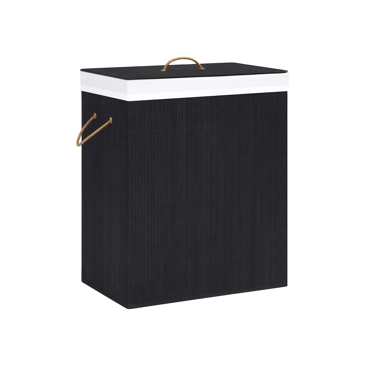 Panier à linge avec 2 sections bambou noir 100 L