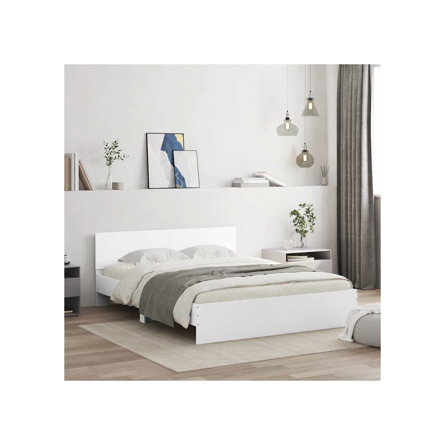 Cadre de lit sans matelas blanc 150x200 cm
