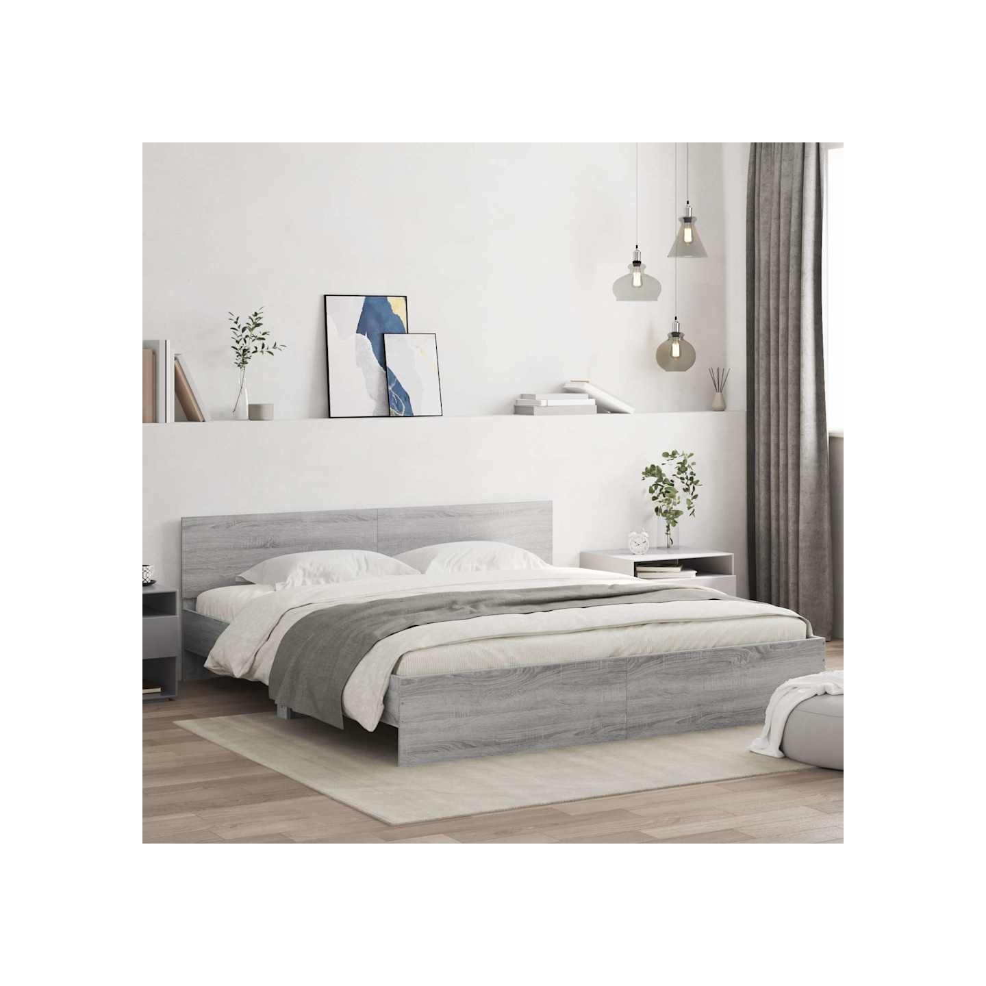 Cadre de lit sans matelas sonoma gris 200x200 cm