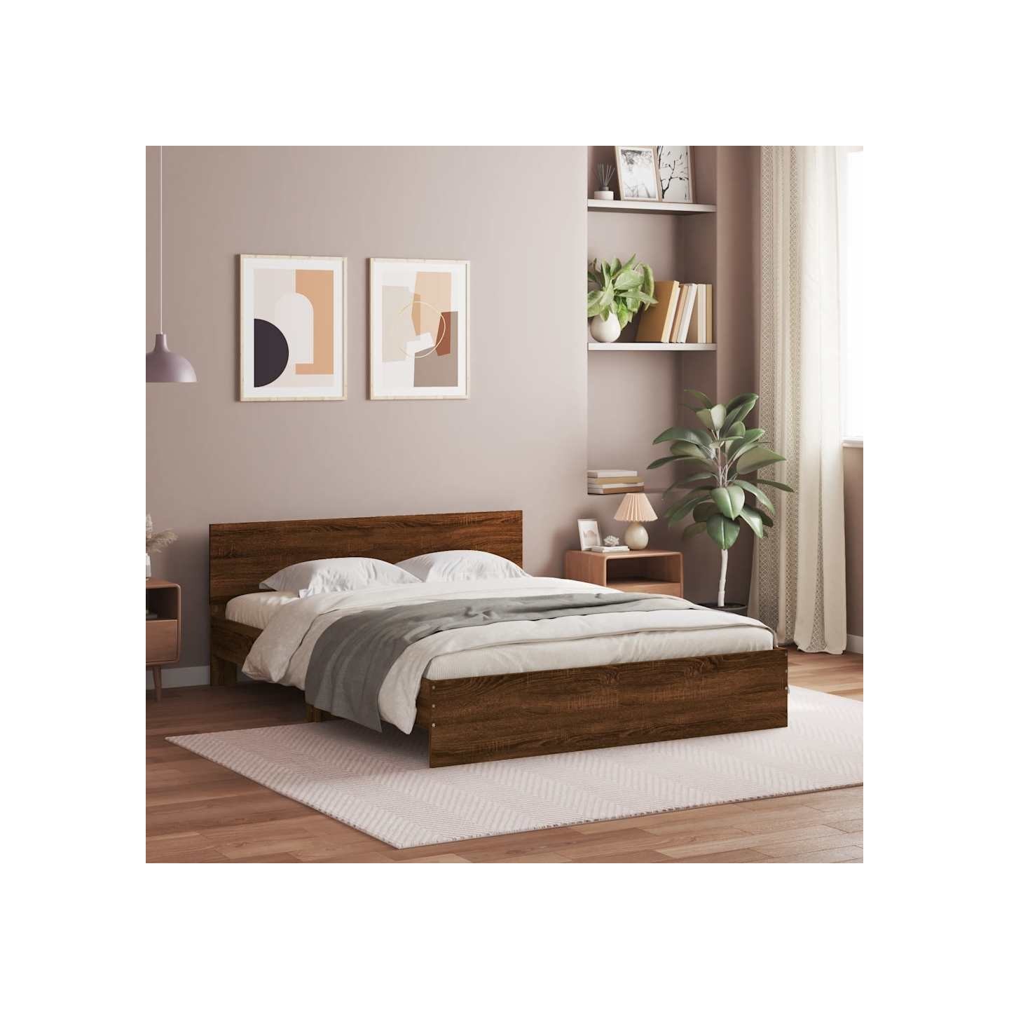 Cadre de lit sans matelas chêne marron 150x200 cm