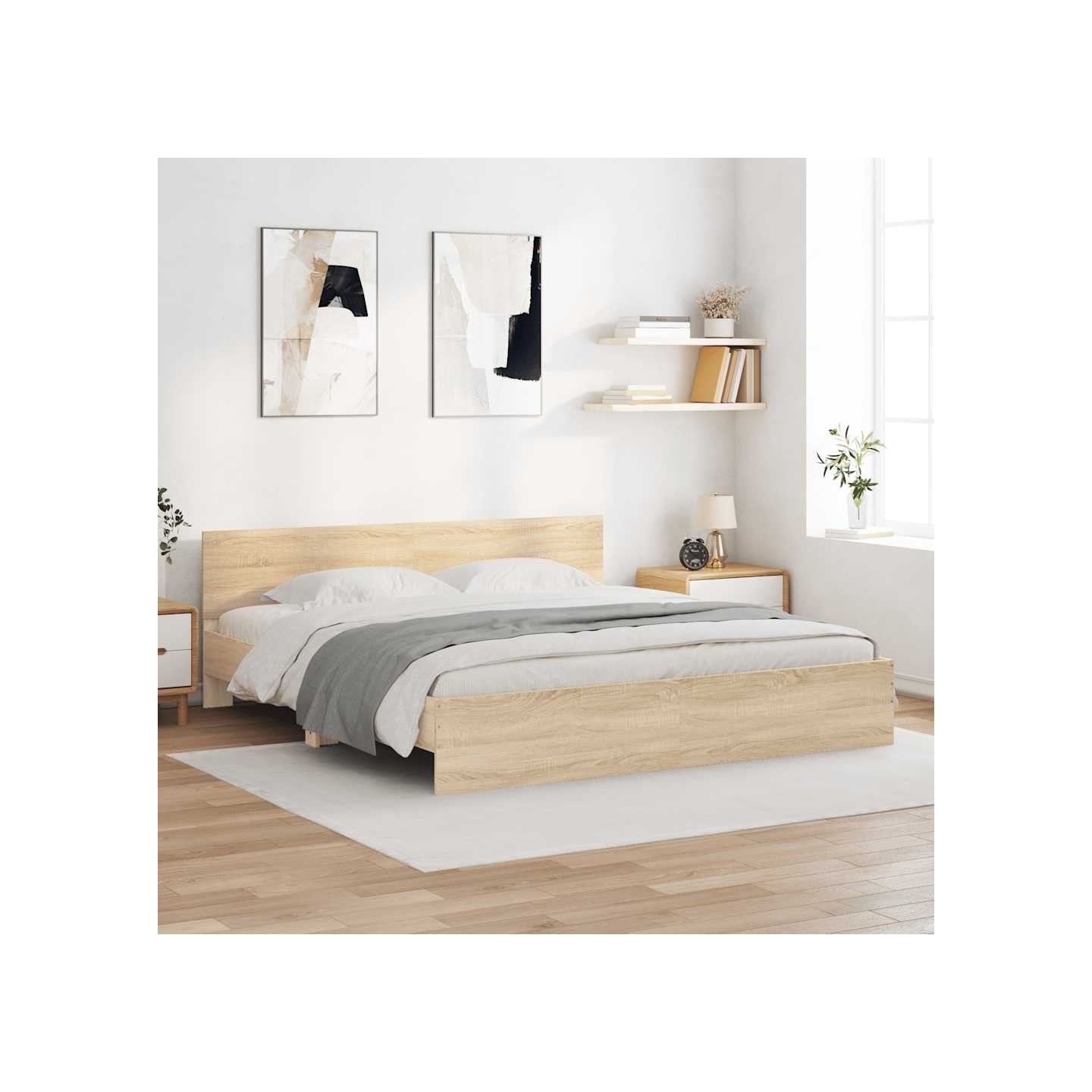 Cadre de lit sans matelas chêne sonoma 160x200 cm