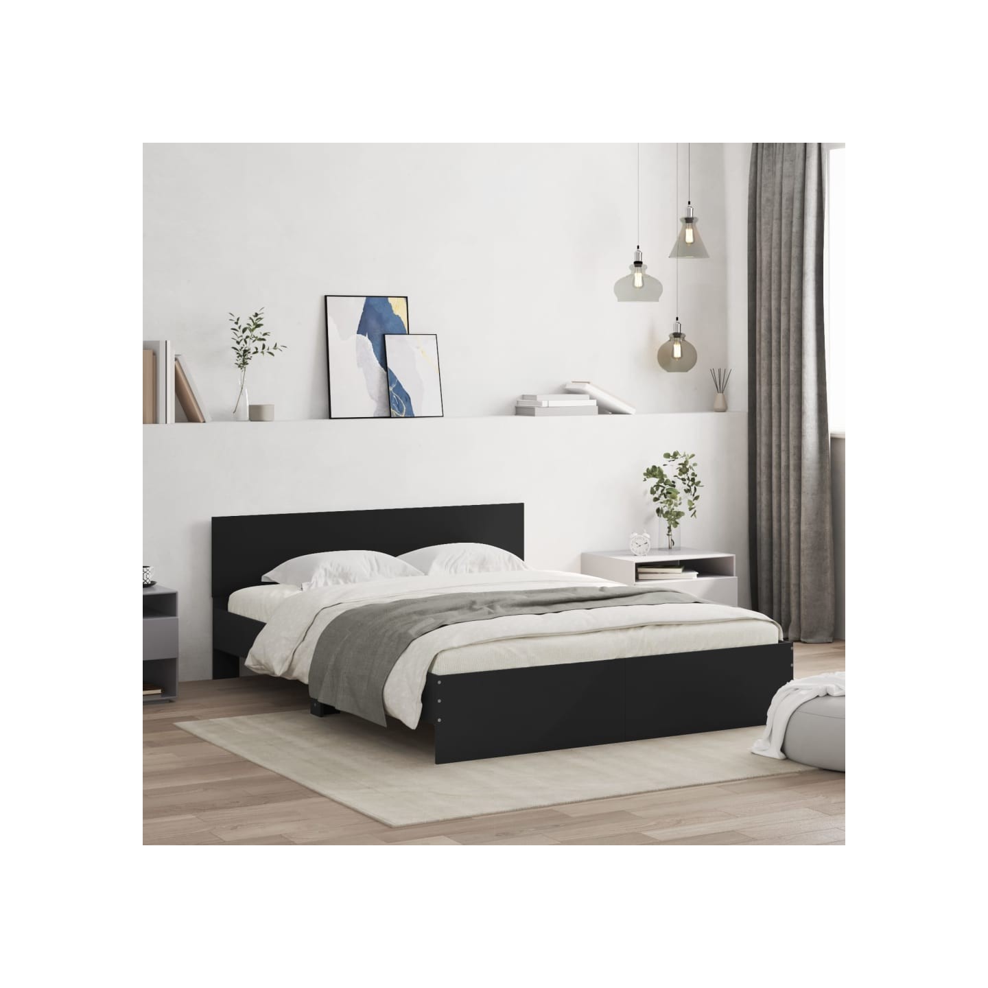 Cadre de lit sans matelas noir 150x200 cm