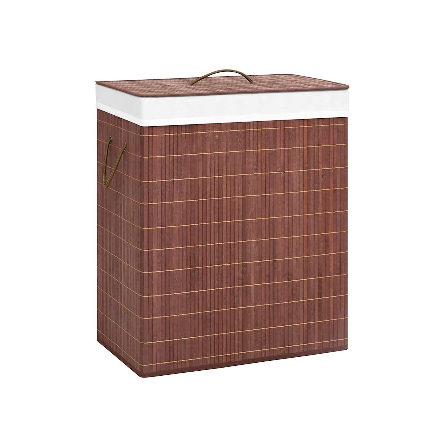 Panier à linge avec 2 sections bambou marron 100 L