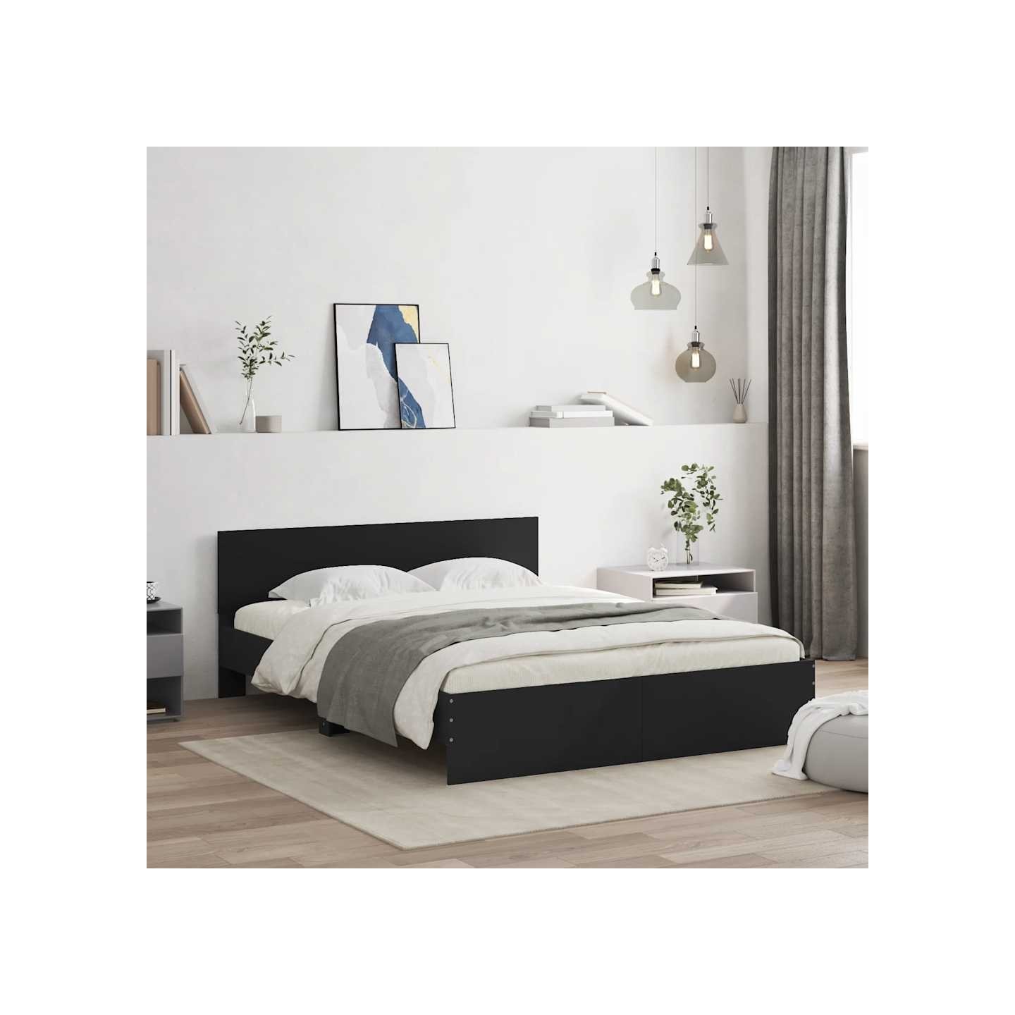 Cadre de lit sans matelas noir 140x200 cm