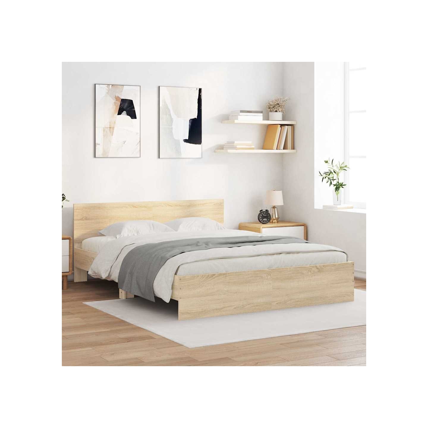 Cadre de lit sans matelas chêne sonoma 140x200 cm