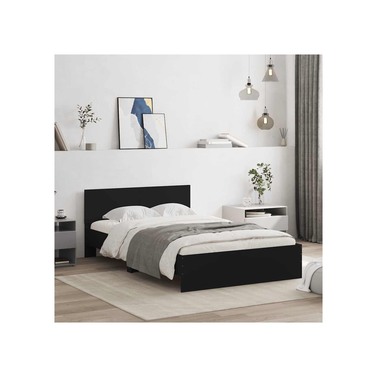Cadre de lit sans matelas noir 135x190 cm