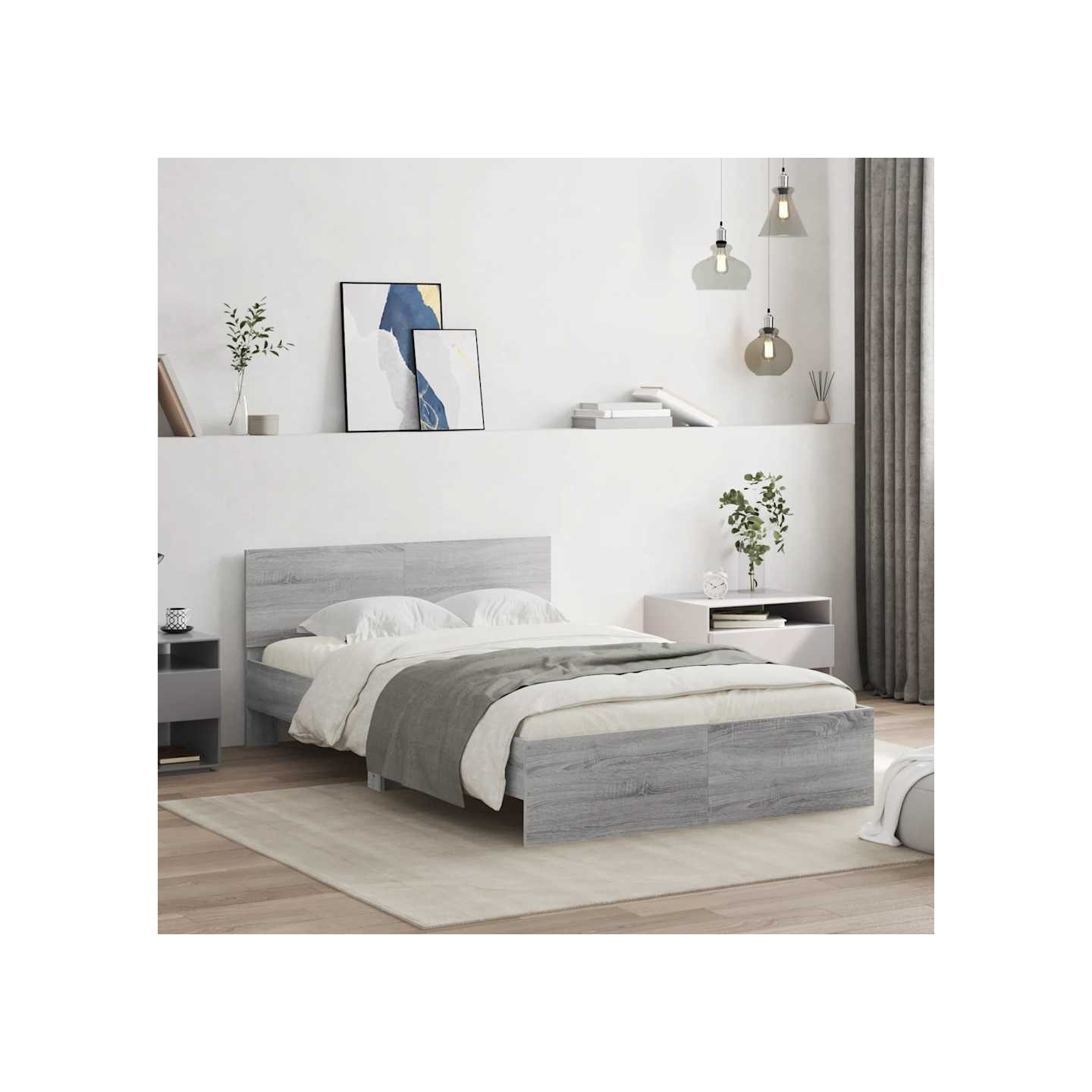 Cadre de lit sans matelas sonoma gris 120x200 cm