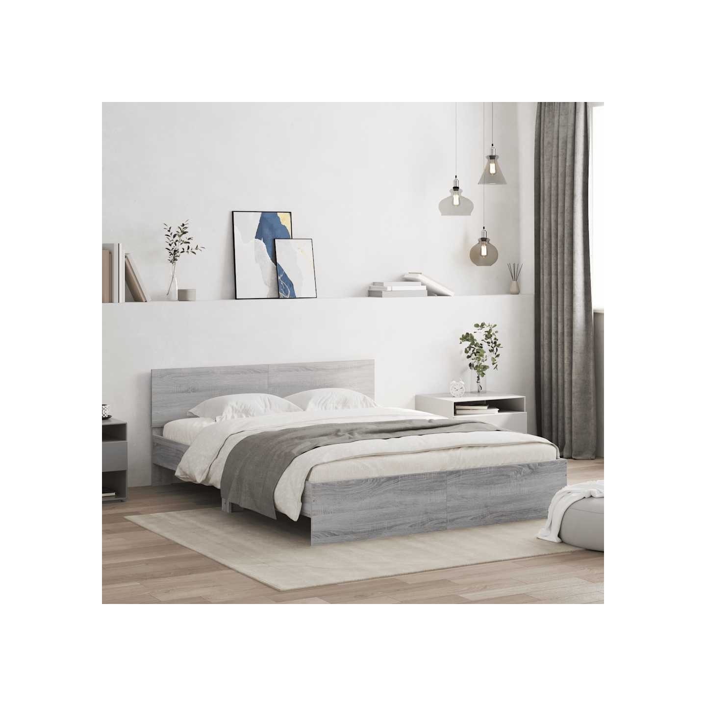 Cadre de lit sans matelas sonoma gris 150x200 cm