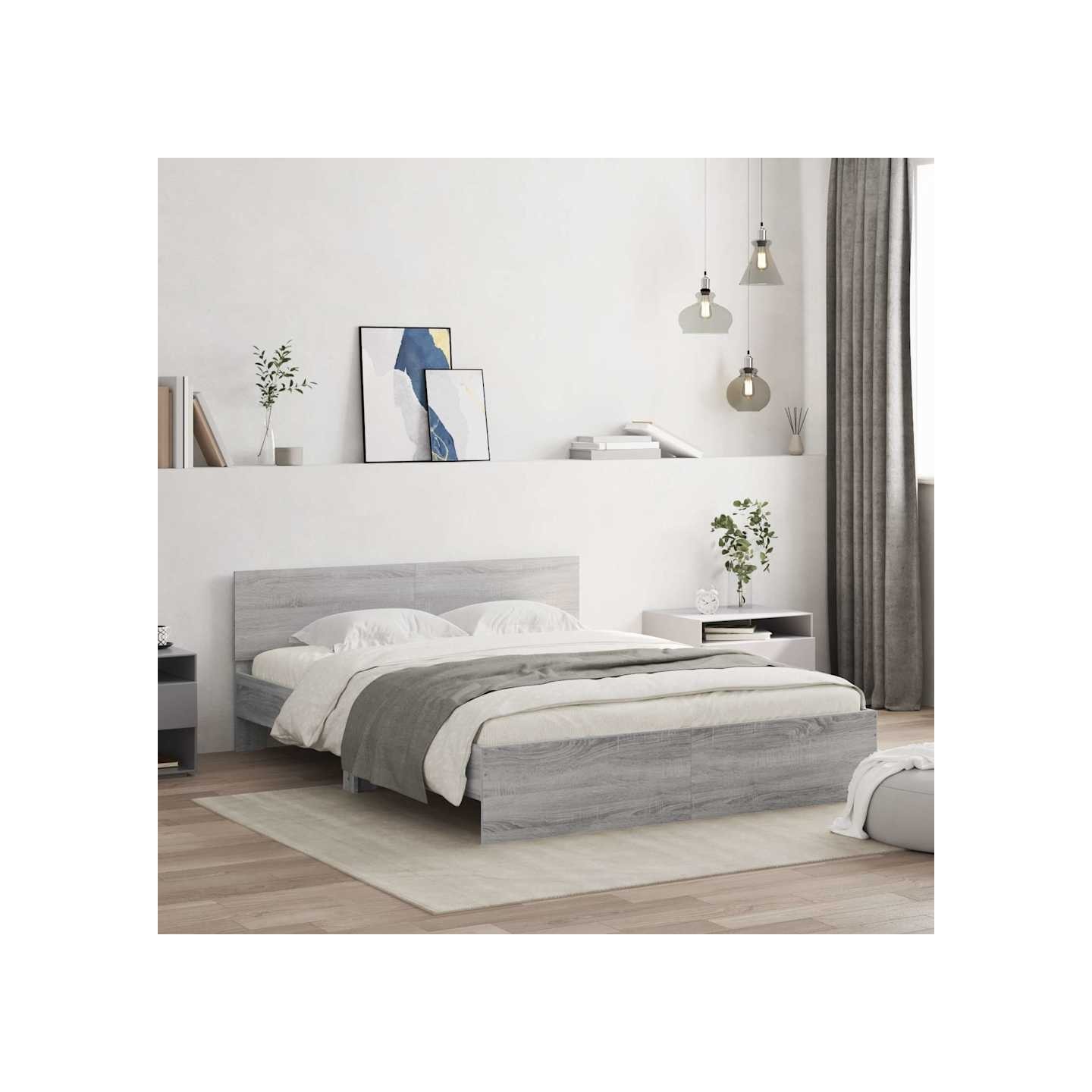 Cadre de lit sans matelas sonoma gris 140x190 cm