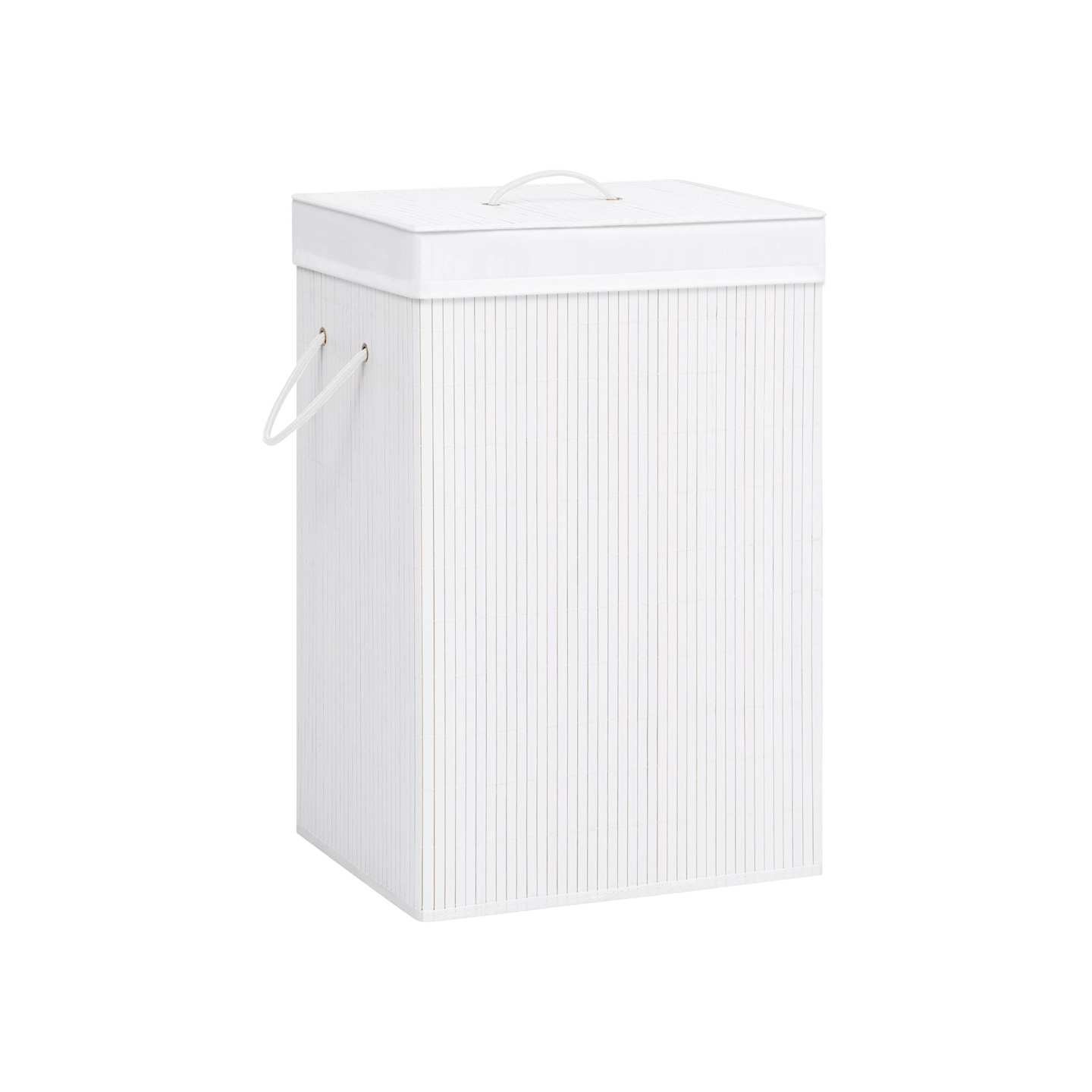 Panier à linge avec une seule section bambou blanc